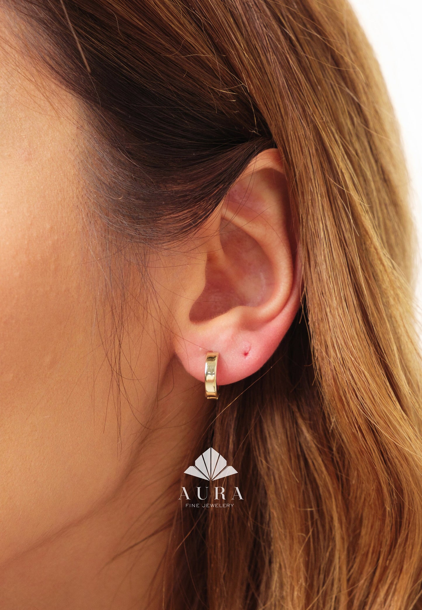 14K Gold Huggie Hoop Earrings, 12mm Hoop Earrings, Small Size Hoops, Mini Ear-Cuffs Earlobe, Classic Design Handmade Earrings, Gift For Her