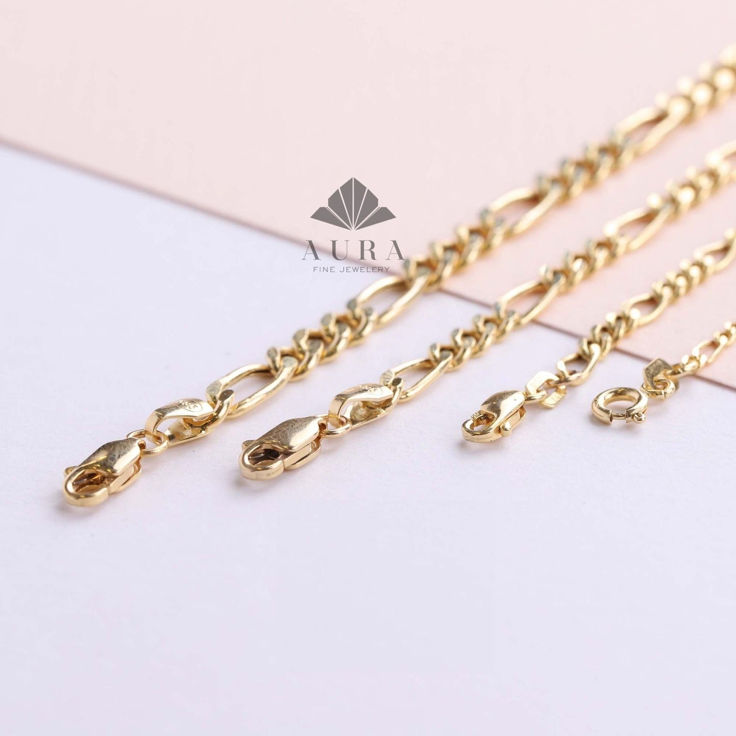 14K Gold Figaro Chain Bracelet, 2mm 3mm 4mm 5mm Figaro Chain Bracelet, Genuine Gold Chain Anklet, Thick Figaro Bracelet, Man Woman Bracelet
