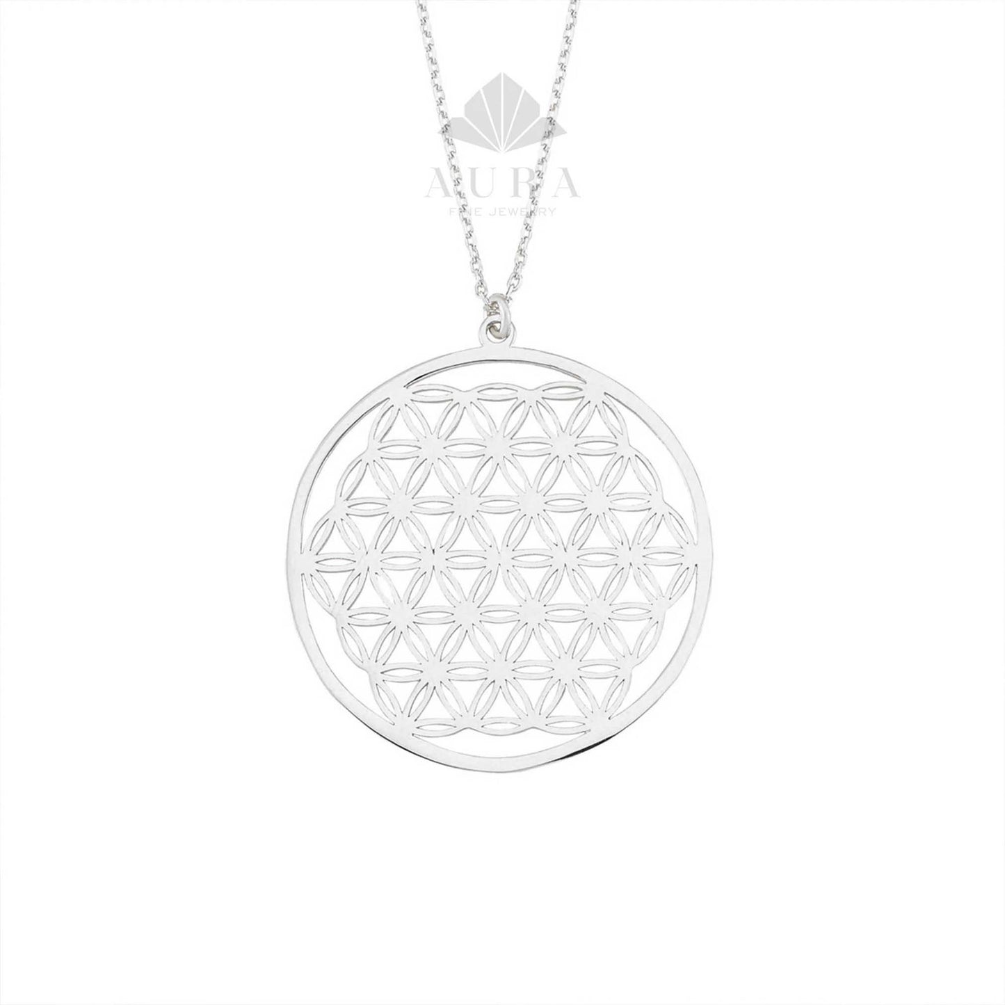 14K Gold Flower of Life Necklace, Handmade Jewelry, Seed of Life Medallion, Sacred Geometry Pendant, Spiritual Necklace, Anniversary Gift