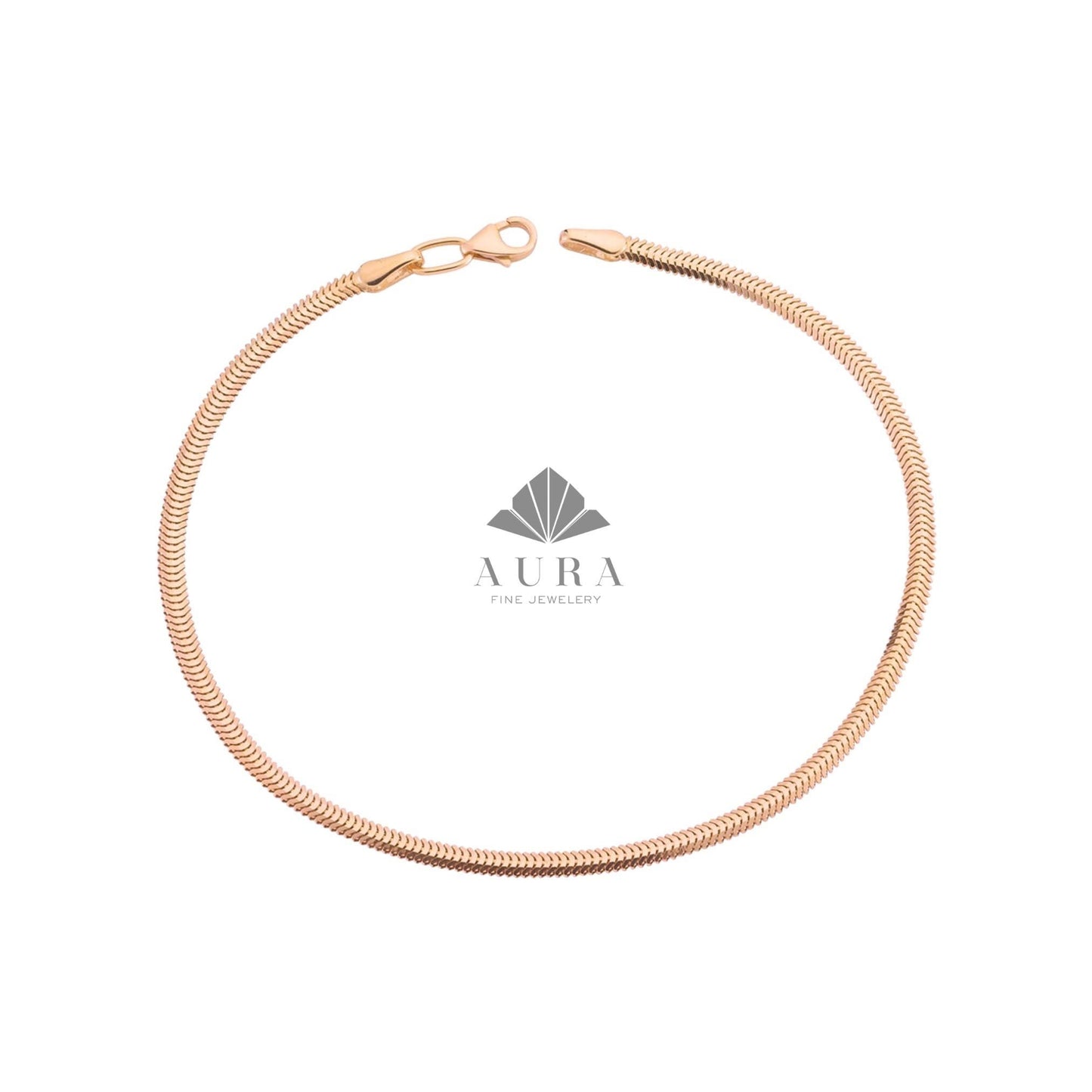 14K Gold Snake Chain Bracelet, Minimalist Gold Bracelet, Handmade Jewelry, Italian Gold Bracelet, Herringbone 2.6 mm 3.4 mm 4.2 mm Chain