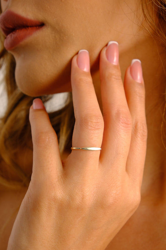 14K Gold Bar Ring, Geometric Stacking Band, Minimalist Rectangle Ring, Gold Knuckle Ring, Dainty Personalized Pinky Ring, Gift for Her