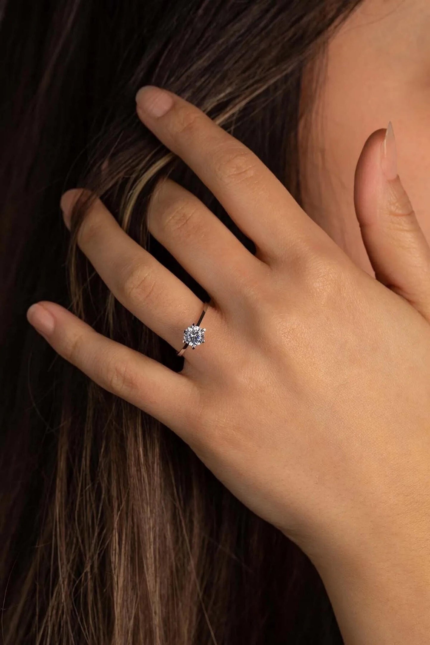 14K Solid Gold 6-Prong Round Engagement Ring, 1.5 CT Engagement Rings / Solitaire Moissanite Ring, Gold Promise Ring