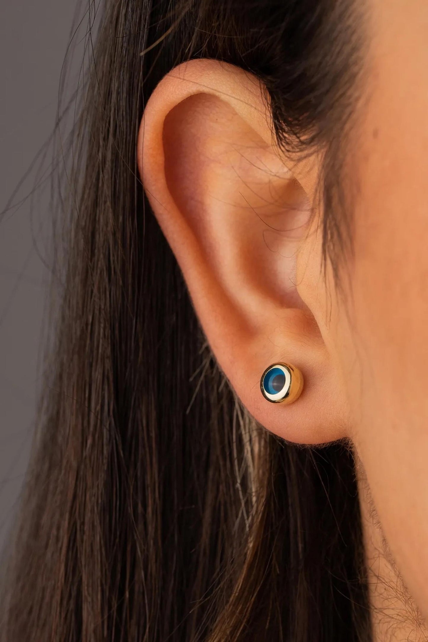 14k Solid Gold Mini Evil Eye Earrings, Lucky Eye Studs, Evil Eye Earrings, Small Stud Earrings, Best Gift Her