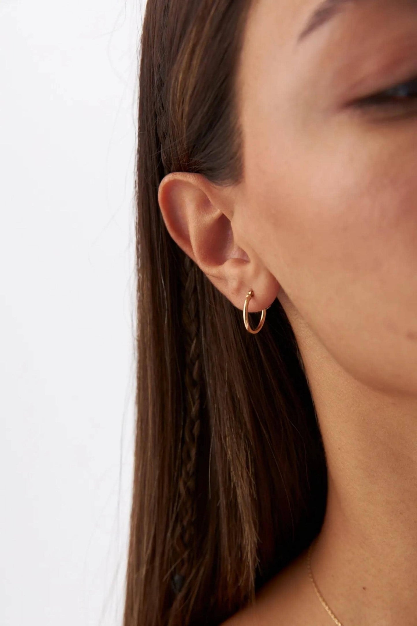 14K Gold Round Hoop Earrings, 12mm Solid Yellow Gold Shiny Hoops, Classic Jewelry Handmade