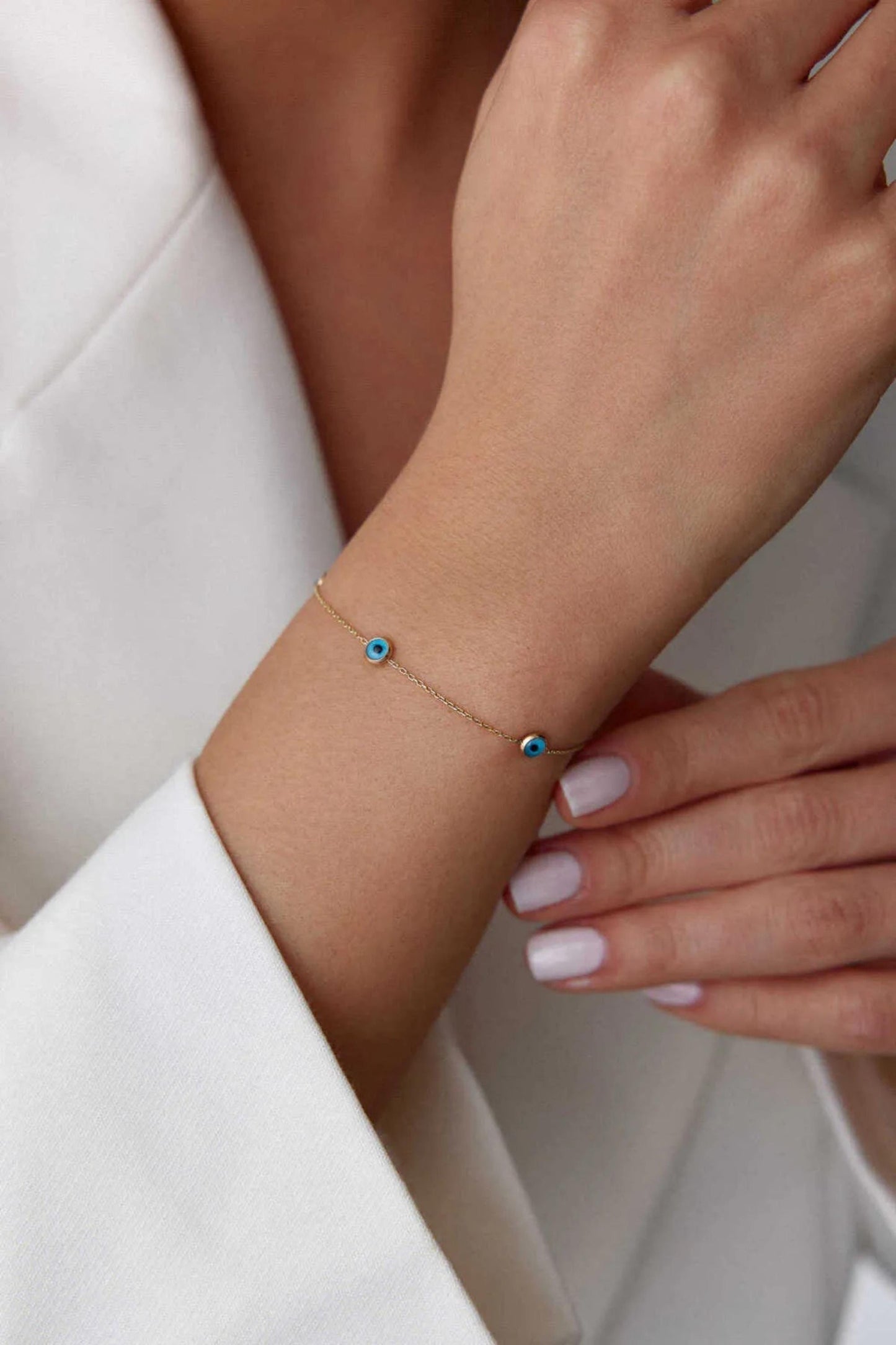 14K Gold Evil Eye Bracelet, Gold Protection Jewelry for Women, Good Luck Bracelet, Minimalist Gift, Protection Jewelry, Birthday