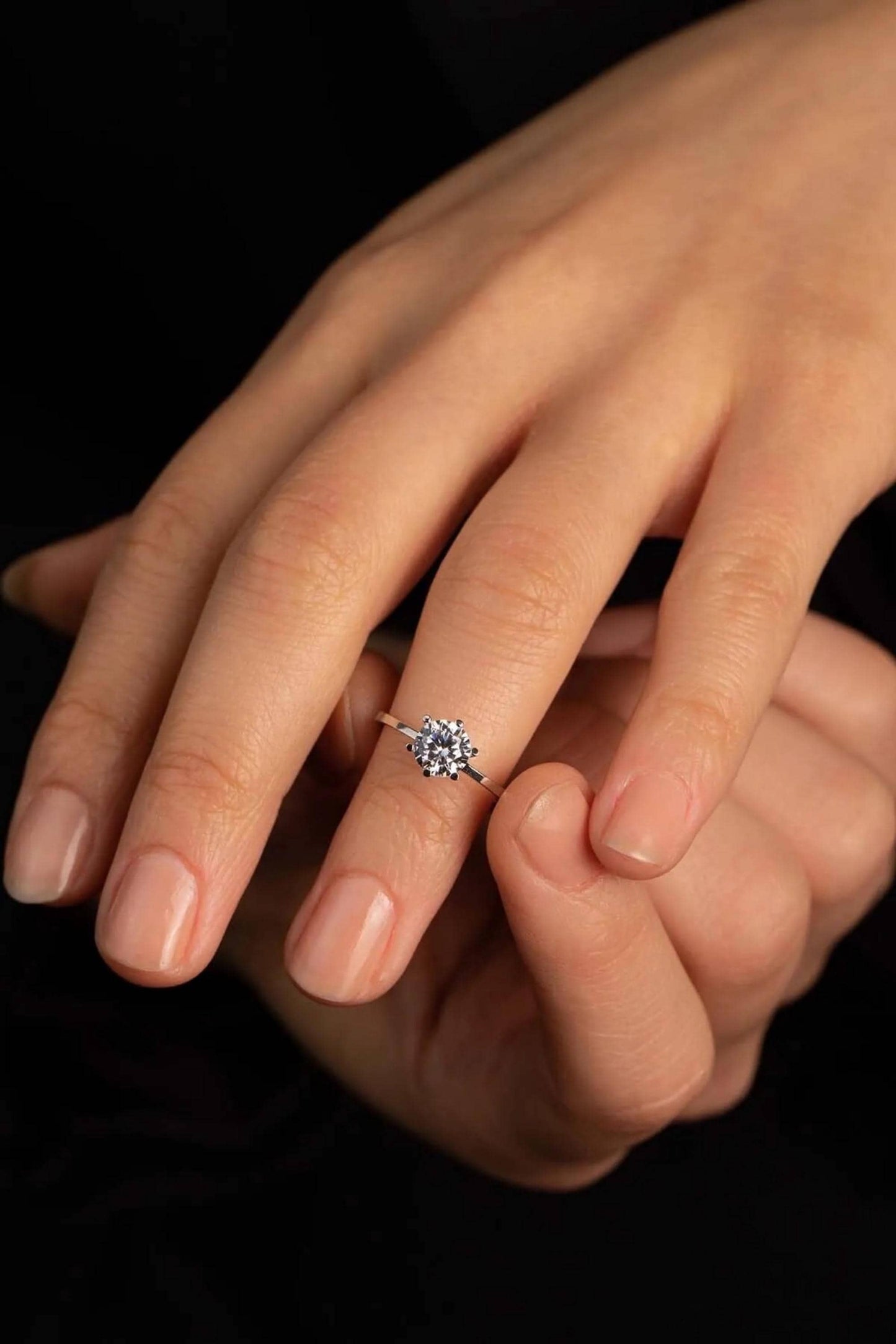 14K Solid Gold 6-Prong Round Engagement Ring, 1.5 CT Engagement Rings / Solitaire Moissanite Ring, Gold Promise Ring