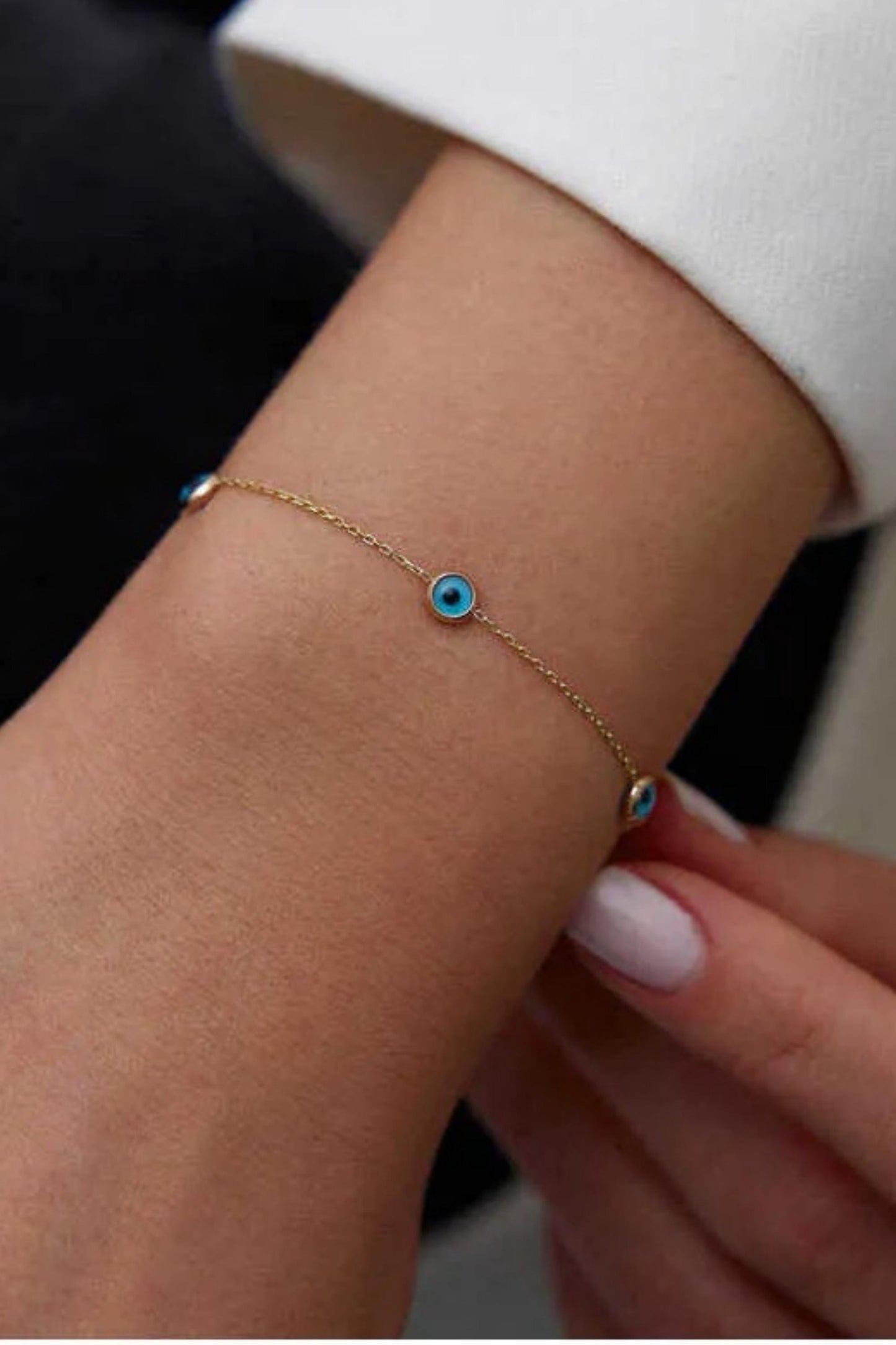 14K Gold Evil Eye Bracelet, Gold Protection Jewelry for Women, Good Luck Bracelet, Minimalist Gift, Protection Jewelry, Birthday