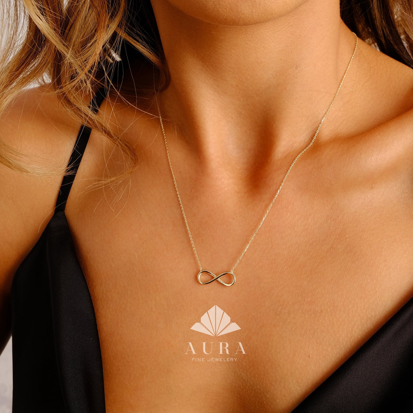 14K Gold Infinity Necklace, Infinity Pendant, Eternity Necklace, Infinite Love Necklace, Valentines Day Gift, Forever Friendship Necklace
