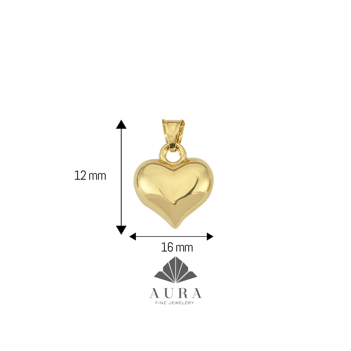 14K Gold Puffed Heart Necklace, 3D Heart Pendant, Gold Love Choker, Mini Heart Charm, Dainty Heart Necklace, Anniversary Gift For Her