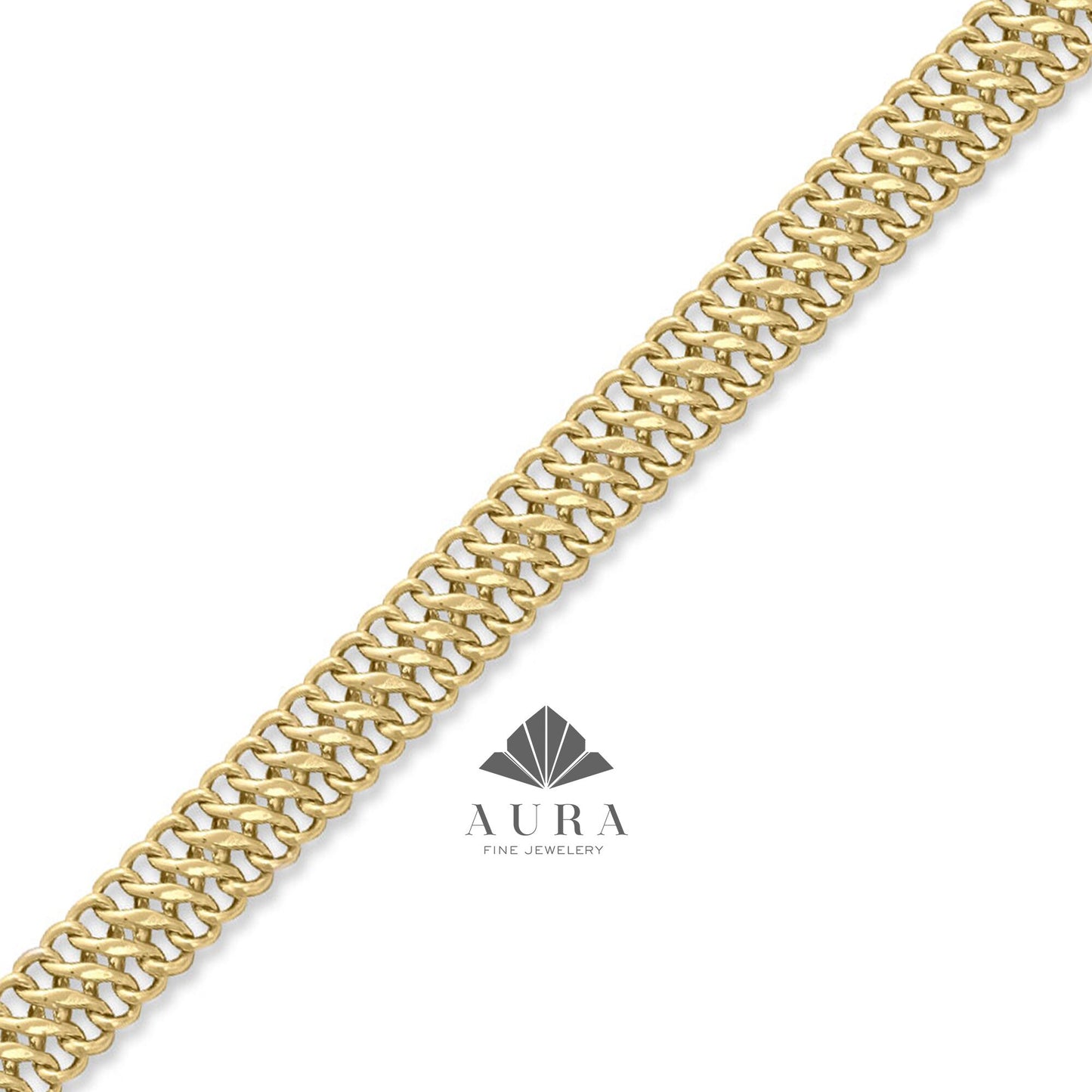 14K Gold Vienna Bracelet, Double Curb Chain Bracelet, Armoured Chain, Minimalist Jewelry, Gift for Her