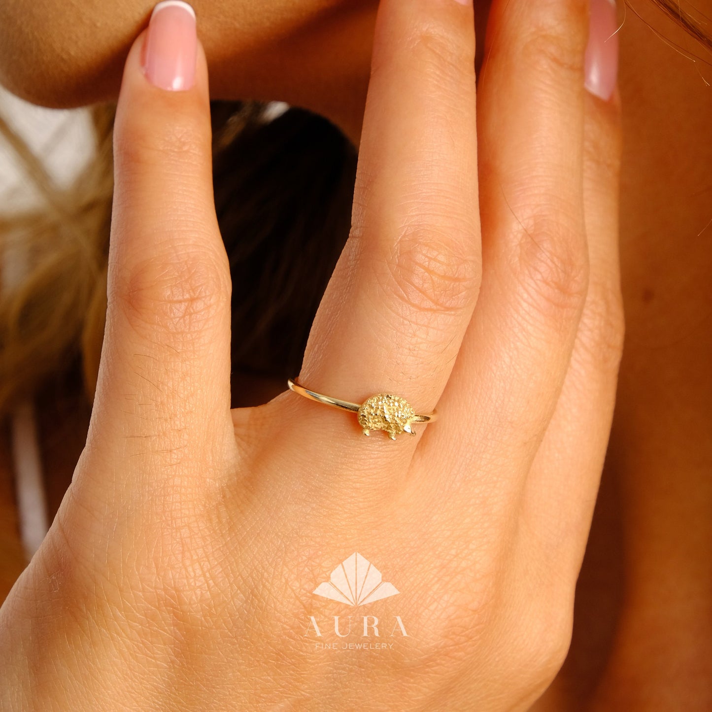 14K Gold Hedgehog Ring, Hedgehog Band, Minimalist Hedgehog Ring, Valentine's Day Gift, Animal Jewelry, Gift for Her