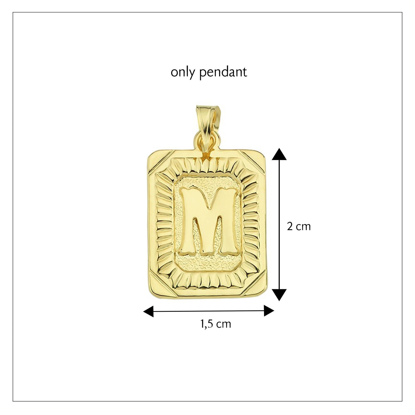 14K Gold Initial Necklace, Rectangle Letter Pendants, Retro Initial Necklace, Personalized Letter, Custom Gift for Her