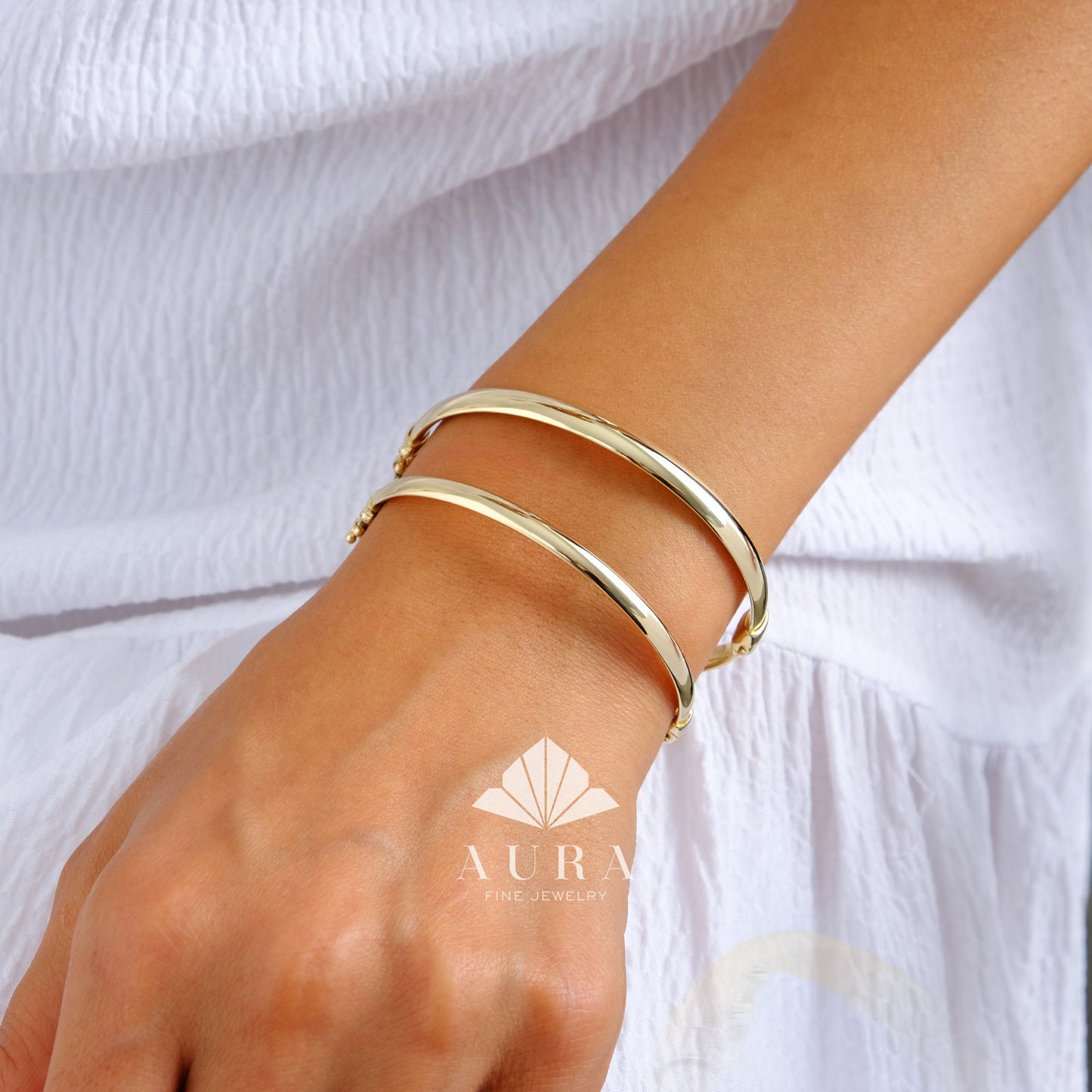 14K Gold Hinged Classic Gold Bangle Bracelet, 4mm 5mm Gold Dome Bangle, Wide Custom Bracelet, Personalized Cuff, Stacking Engraved Bangle