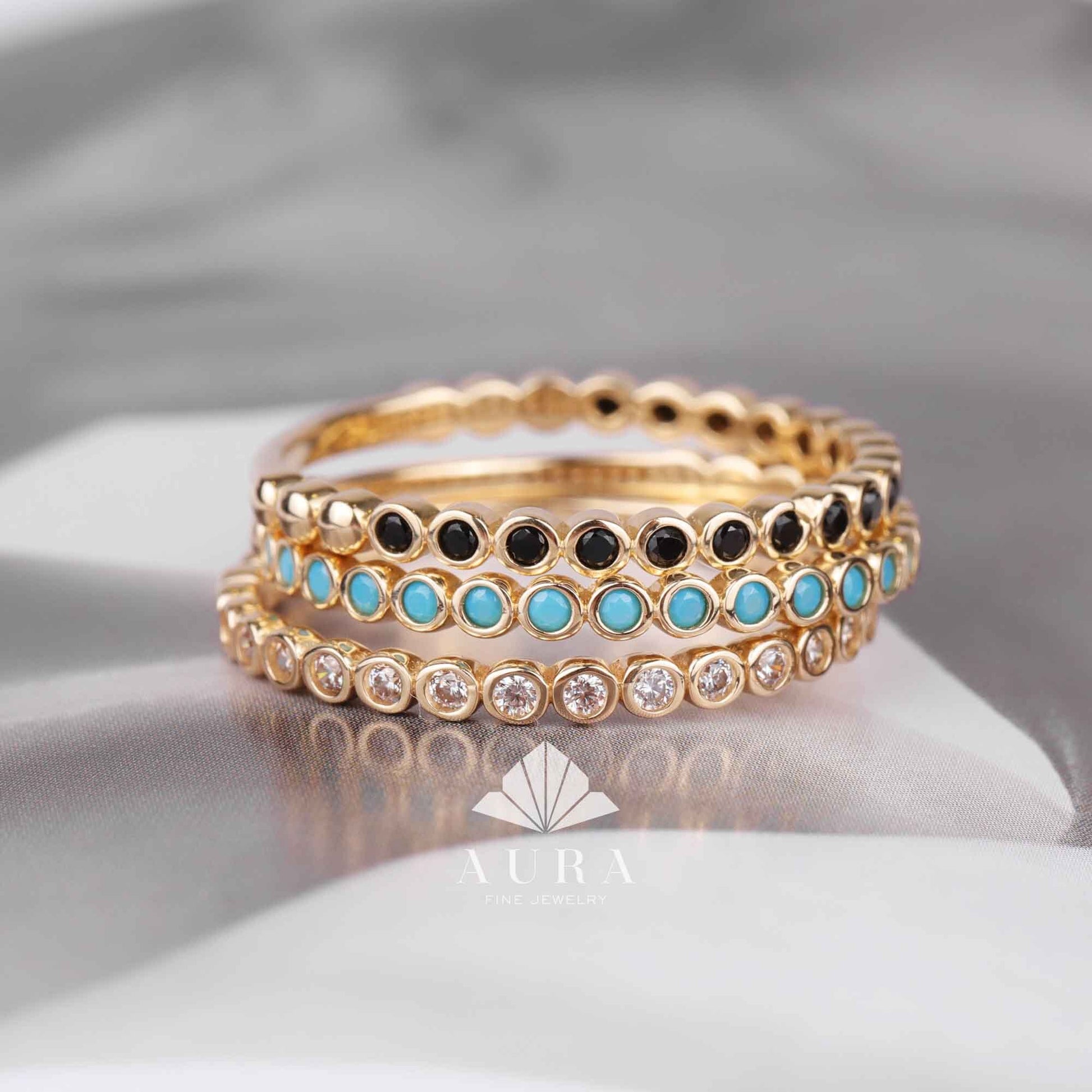 14K Gold Eternity Birthstone Ring, Eternity Stackable Gemstone Band, 2mm Wedding Band, Birthday Birthstone Ring, Gold Promise Ring