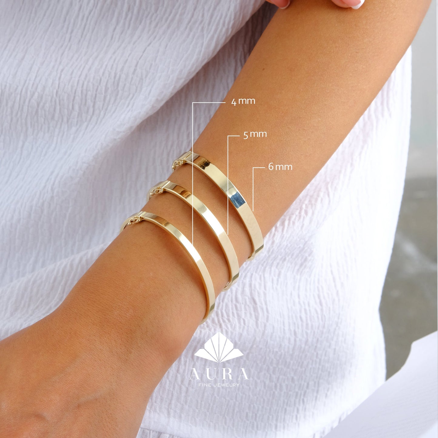 14K Gold Hinged Gold Bracelet, 4mm 5mm 6mm Wide Bracelet, Personalized Gold Oval Bangle Bangle, Custom Gold Cuff, Stacking Engraved Bangle