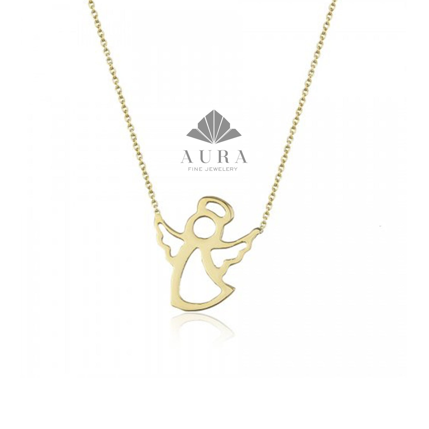 14K Gold Angel Necklace, Guardian Angel Pendant, Dainty Angel Necklace, Protection Jewelry, Angel Charm Necklace, Christmas Gift