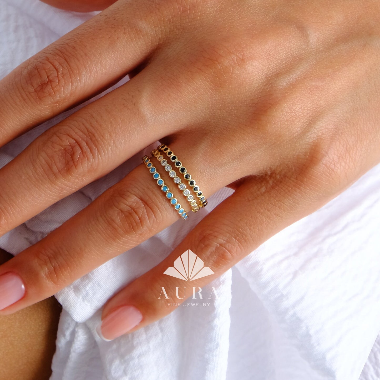 14K Gold Eternity Birthstone Ring, Eternity Stackable Gemstone Band, 2mm Wedding Band, Birthday Birthstone Ring, Gold Promise Ring