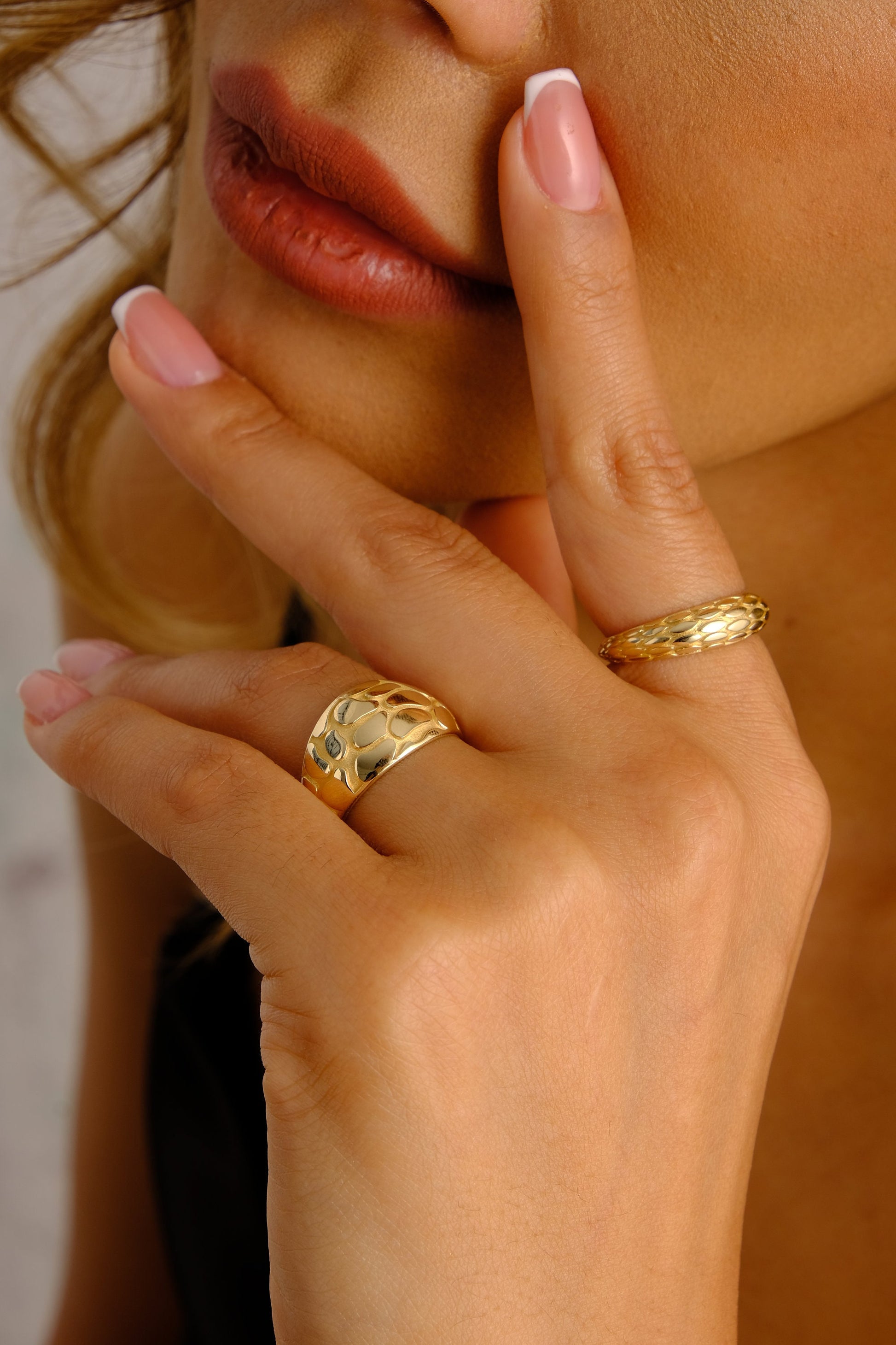 14K Gold Croissant Ring, Dainty Snake Croissant Ring, Minimalist Dome Ring, Serpent Jewelry, Dome Band Ring, Gold Wedding Band Women