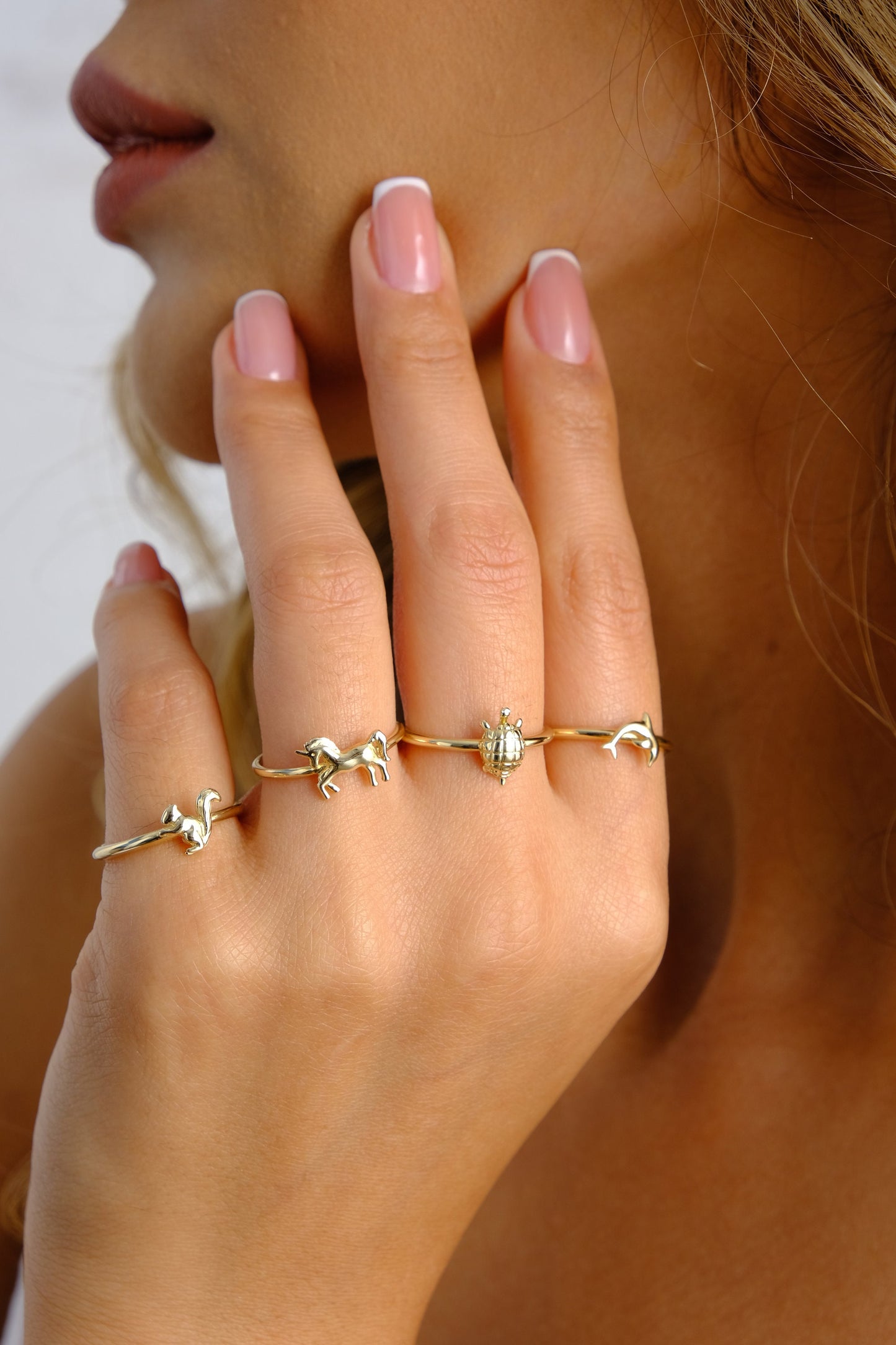 14K Gold Turtle Ring, Dainty Turtle Stacking Band Ring, Good Luck Charm Ring, Handmade Gold Ring, Tortoise Thin Animal Ring