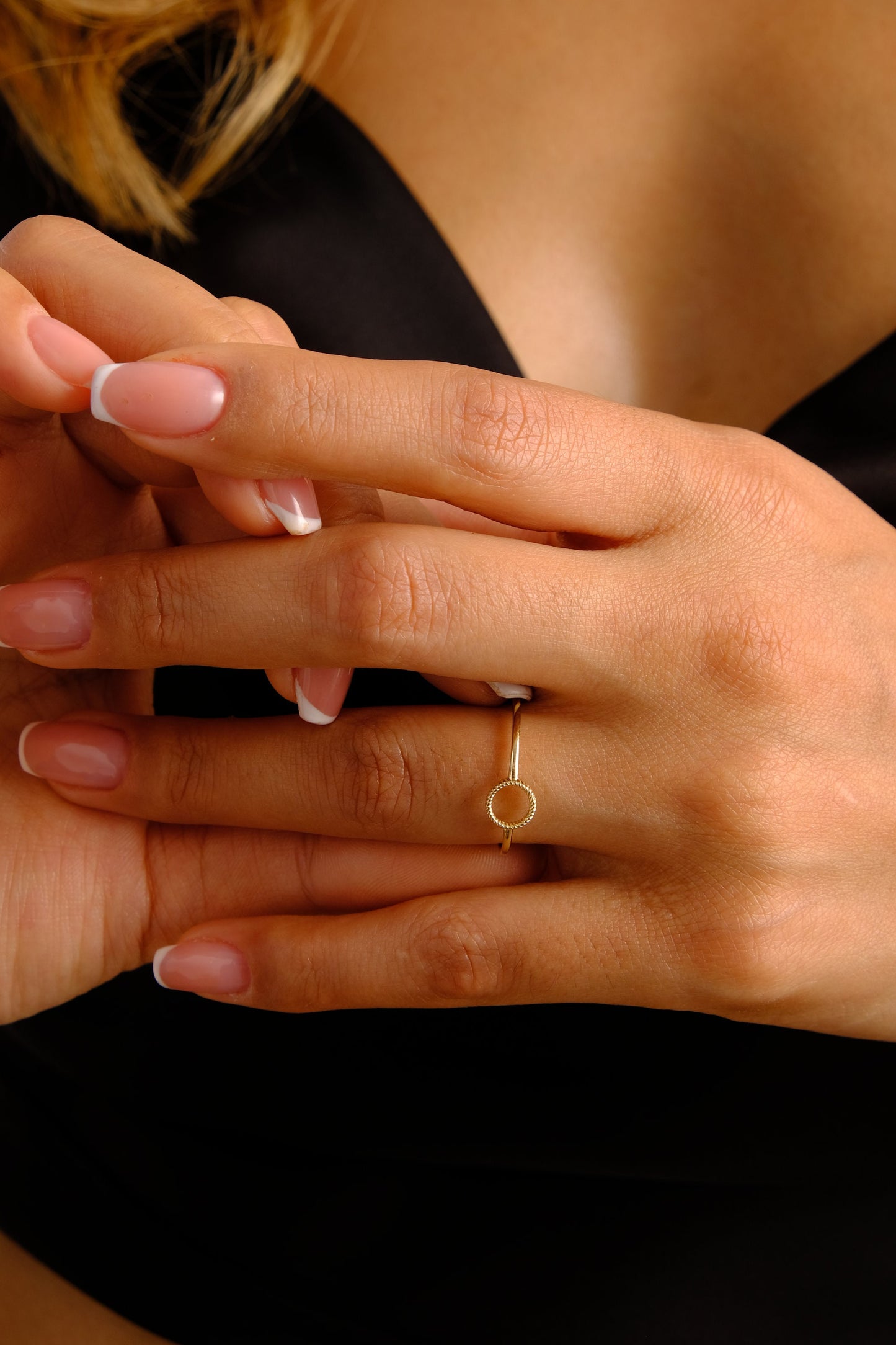 14K Gold Open Circle Ring, Thin Round Band Ring, Gold Circle Ring, Karma Ring, Minimalist Jewelry, Christmas Gift, Everyday Ring