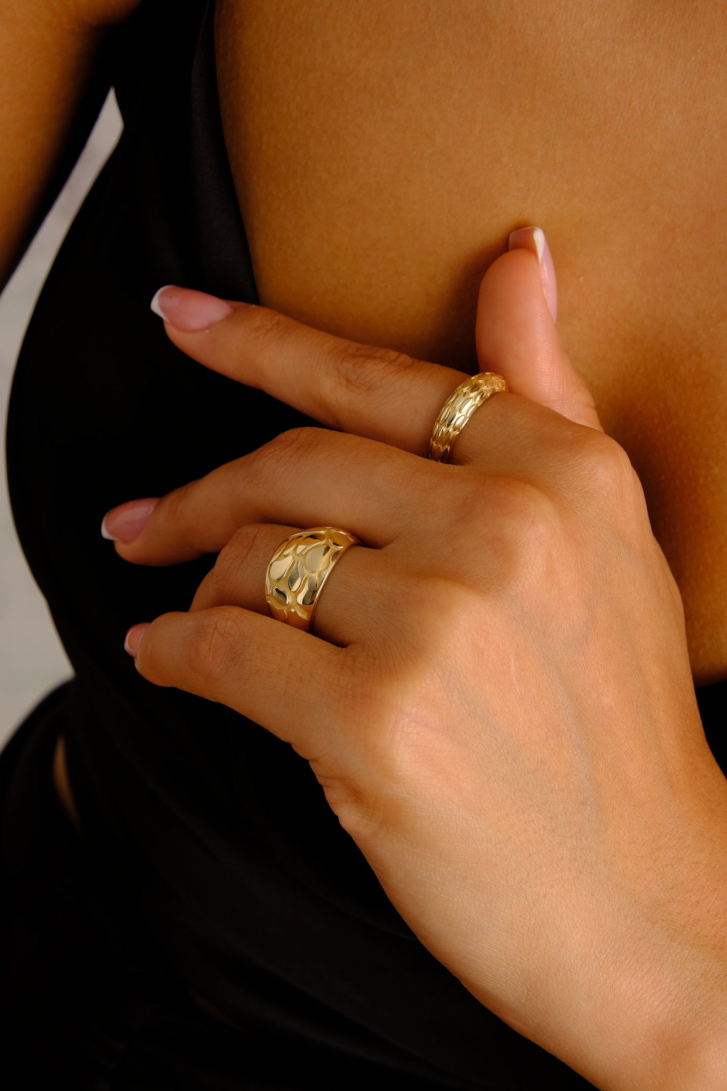 14K Gold Croissant Ring, Dainty Snake Croissant Ring, Minimalist Dome Ring, Serpent Jewelry, Dome Band Ring, Gold Wedding Band Women
