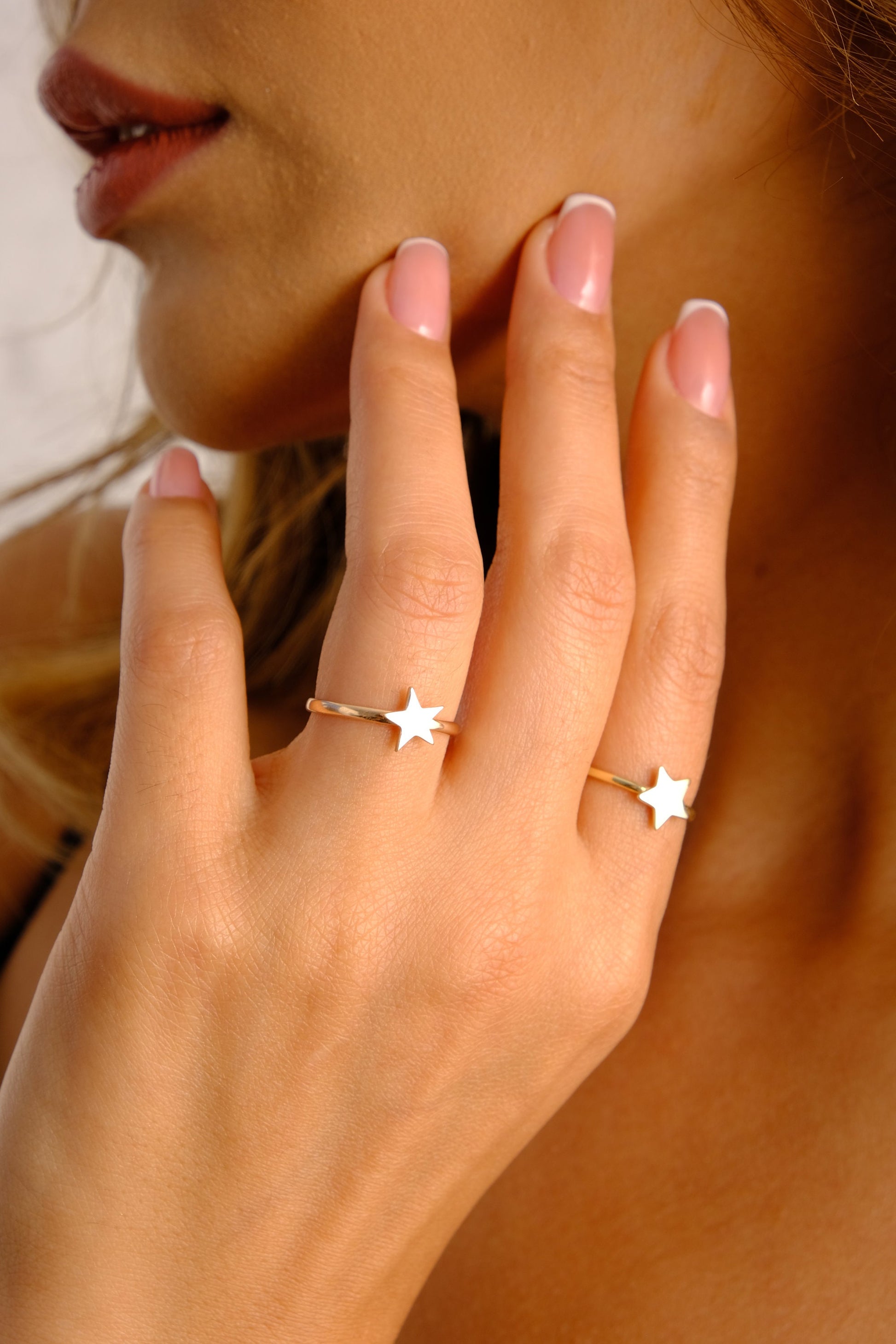 14K Gold Star Ring, Celestial Gold Band Ring, Minimalist Gold Ring, Stacking Ring, Lucky Star Ring, Starburst Ring, Gift For Her