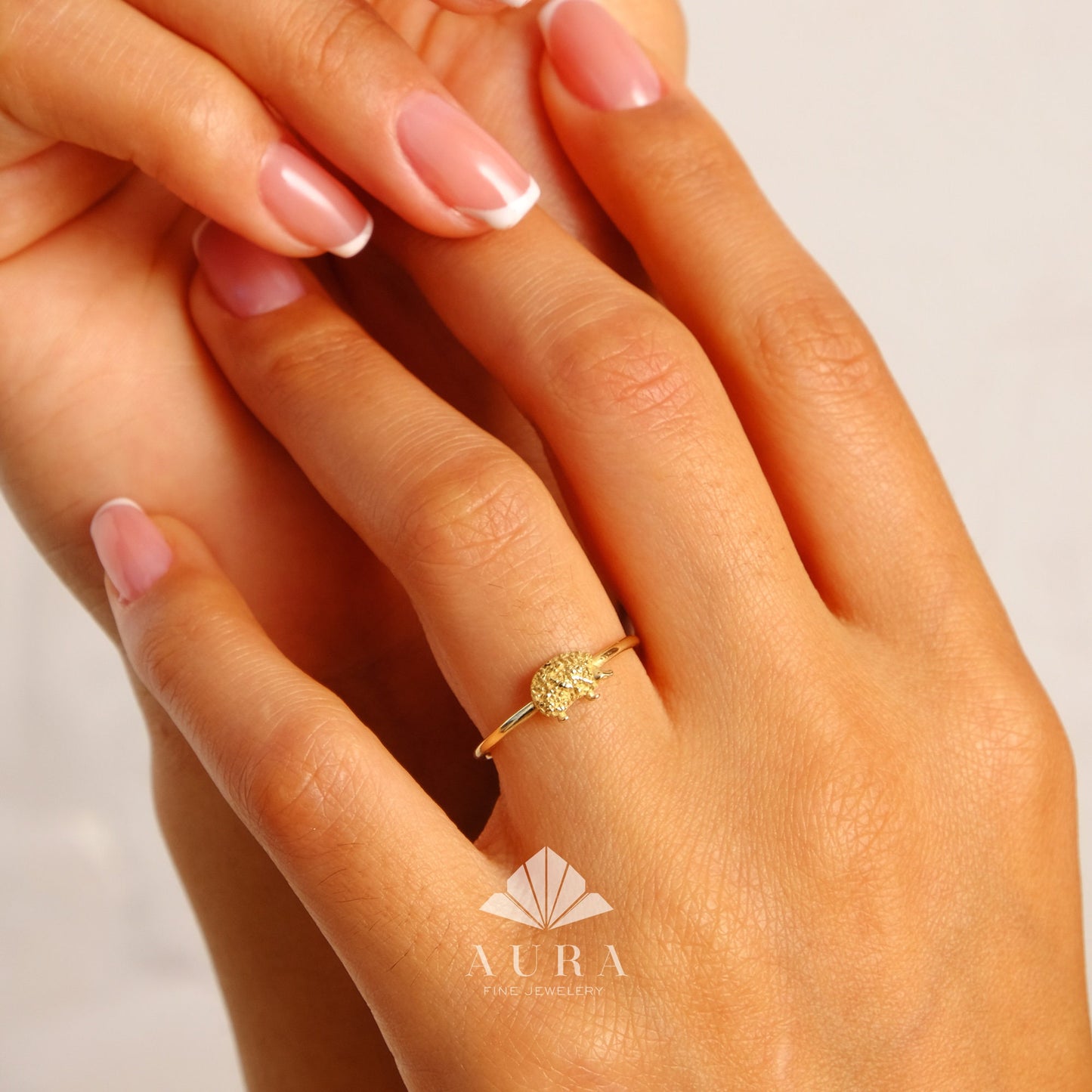 14K Gold Hedgehog Ring, Hedgehog Band, Minimalist Hedgehog Ring, Valentine's Day Gift, Animal Jewelry, Gift for Her