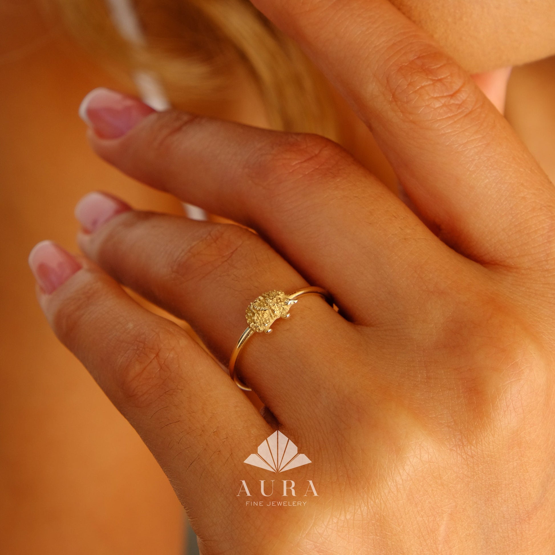 14K Gold Hedgehog Ring, Hedgehog Band, Minimalist Hedgehog Ring, Valentine's Day Gift, Animal Jewelry, Gift for Her