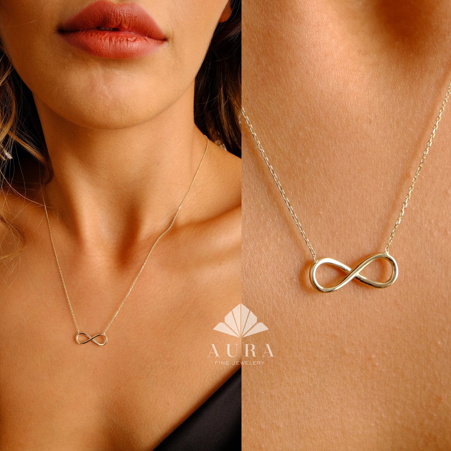 14K Gold Infinity Necklace, Infinity Pendant, Eternity Necklace, Infinite Love Necklace, Valentines Day Gift, Friendship Necklace