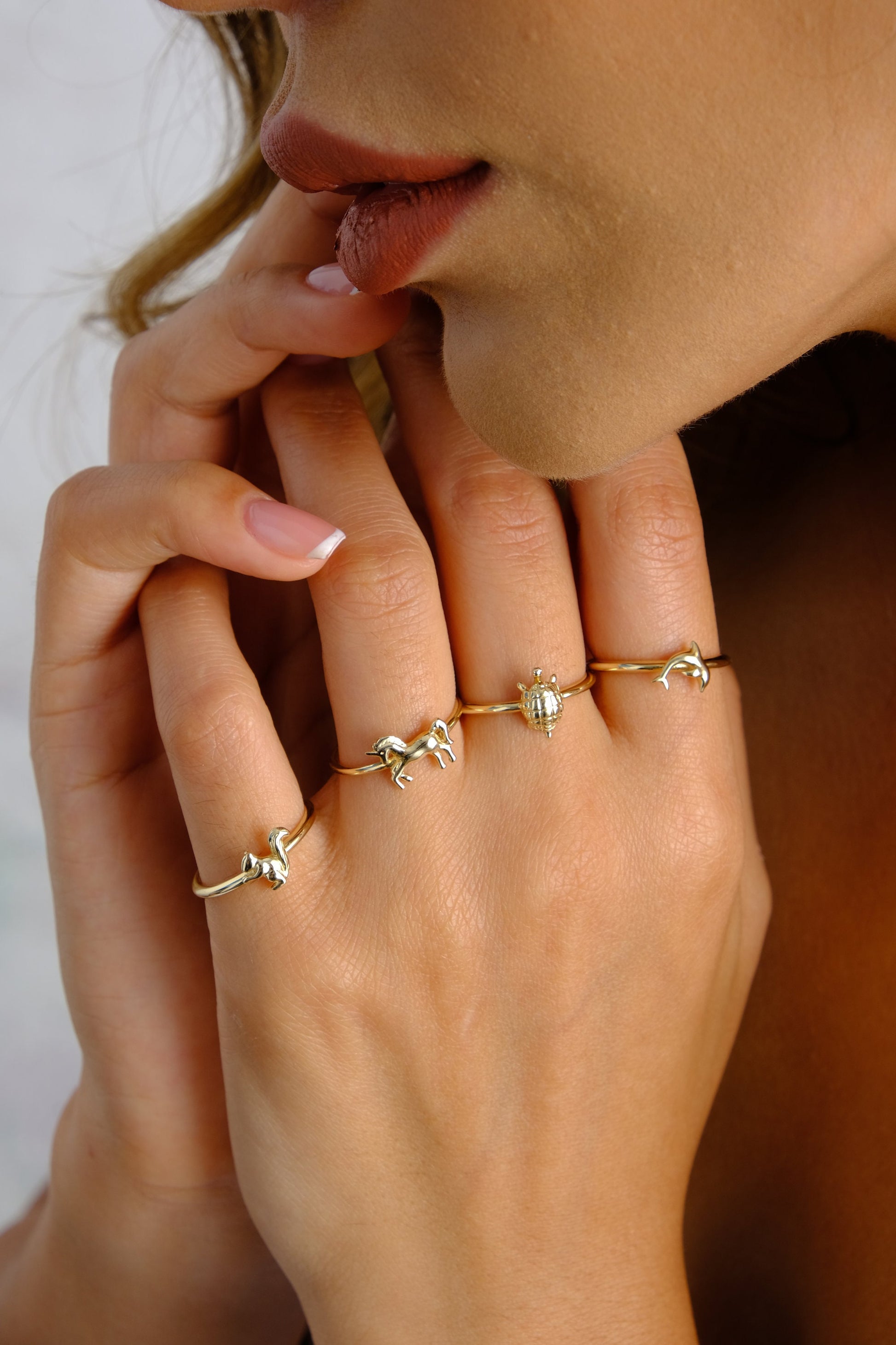 14K Gold Turtle Ring, Dainty Turtle Stacking Band Ring, Good Luck Charm Ring, Handmade Gold Ring, Tortoise Thin Animal Ring