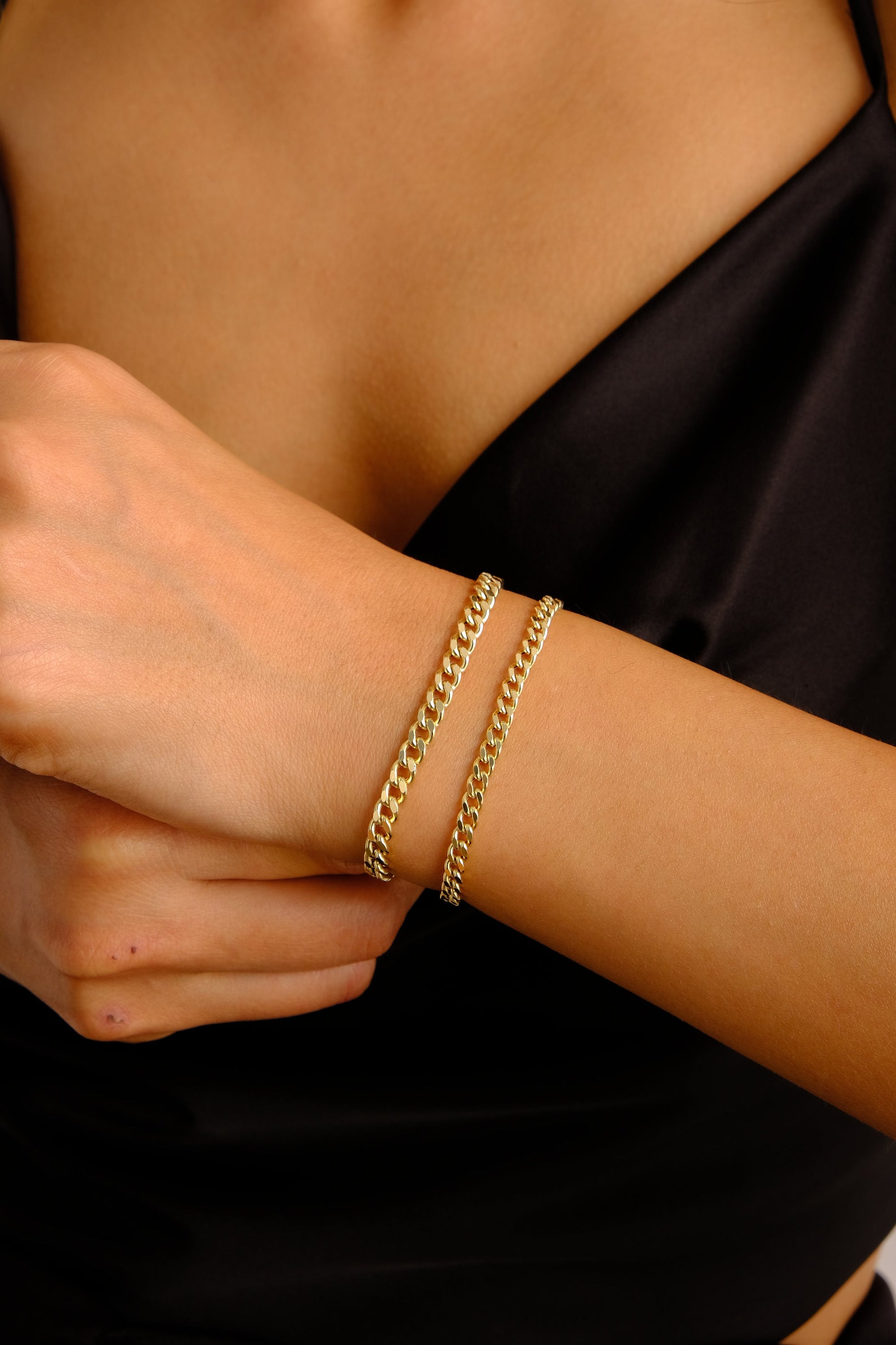 14K Gold Cuban Link Bracelet, Cuban Link Chain Bracelet, 3mm 5mm Curb Link Bracelet, Stacking Gold Bracelet, Men Women Bracelet, Holiday