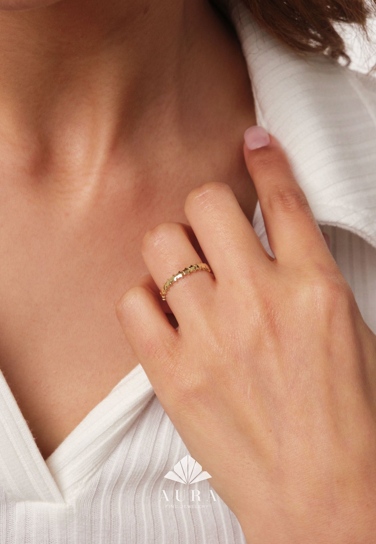 14K Gold Star Ring, Celestial Gold Band Ring, Multistar Ring, Minimalist Gold Ring, Stacking Ring, Lucky Star Ring, Starburst Promise Ring