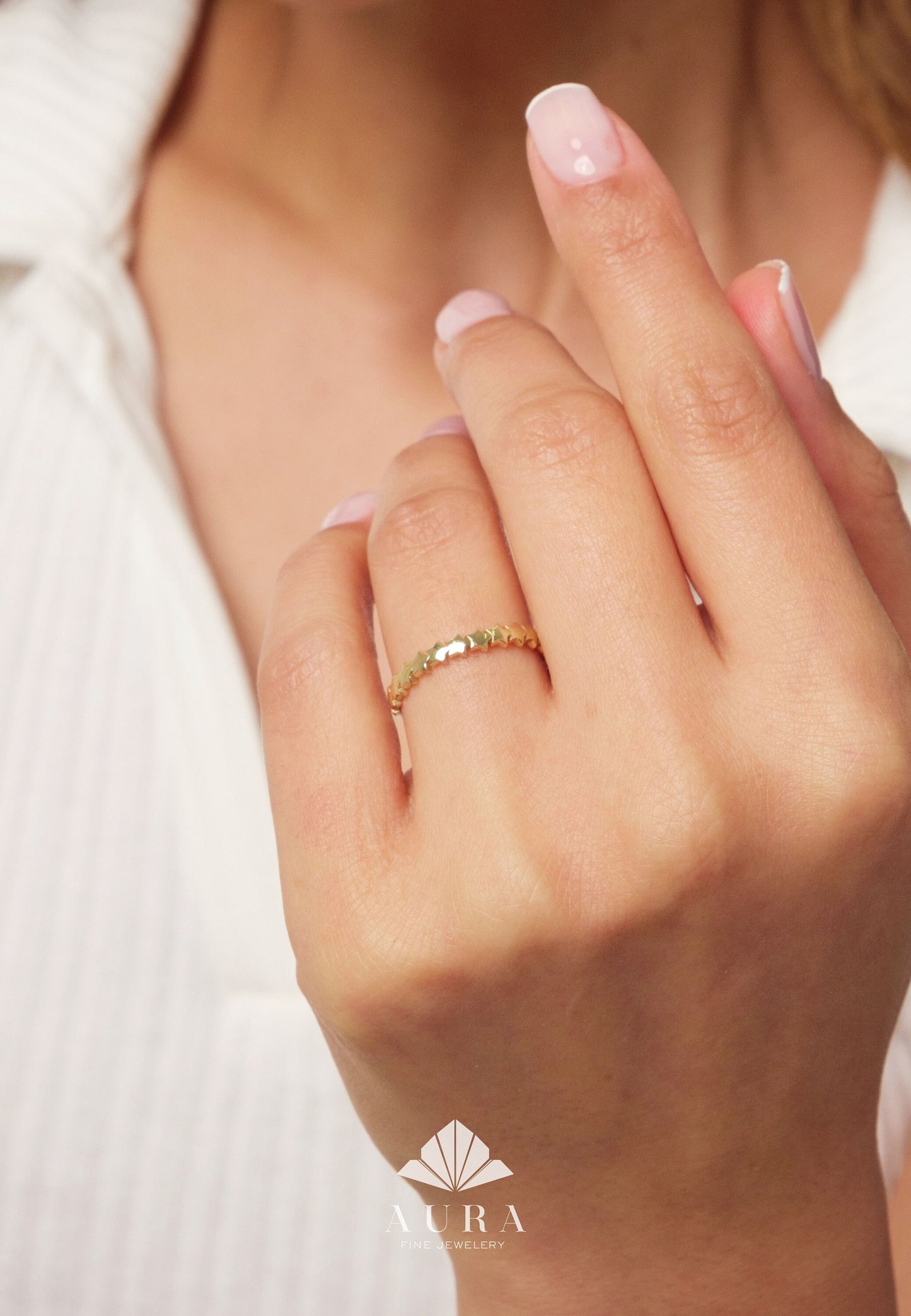 14K Gold Star Ring, Celestial Gold Band Ring, Multistar Ring, Minimalist Gold Ring, Stacking Ring, Lucky Star Ring, Starburst Promise Ring