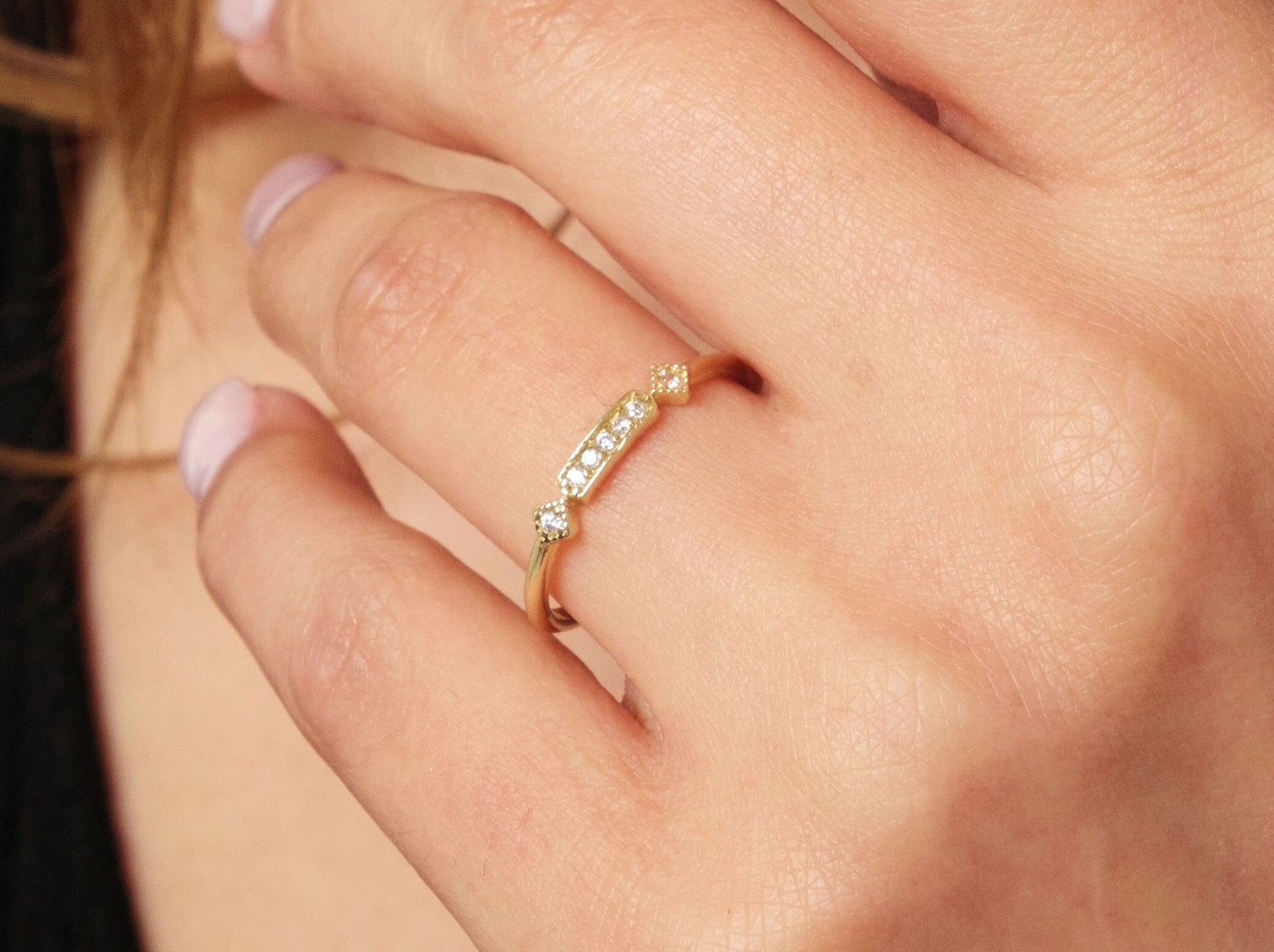14K Gold Art Deco Wedding Band, Vintage Stacking Ring, Gold Matching Ring, Dainty Pinky Ring, Promise Band Ring, Valentines Day Gift