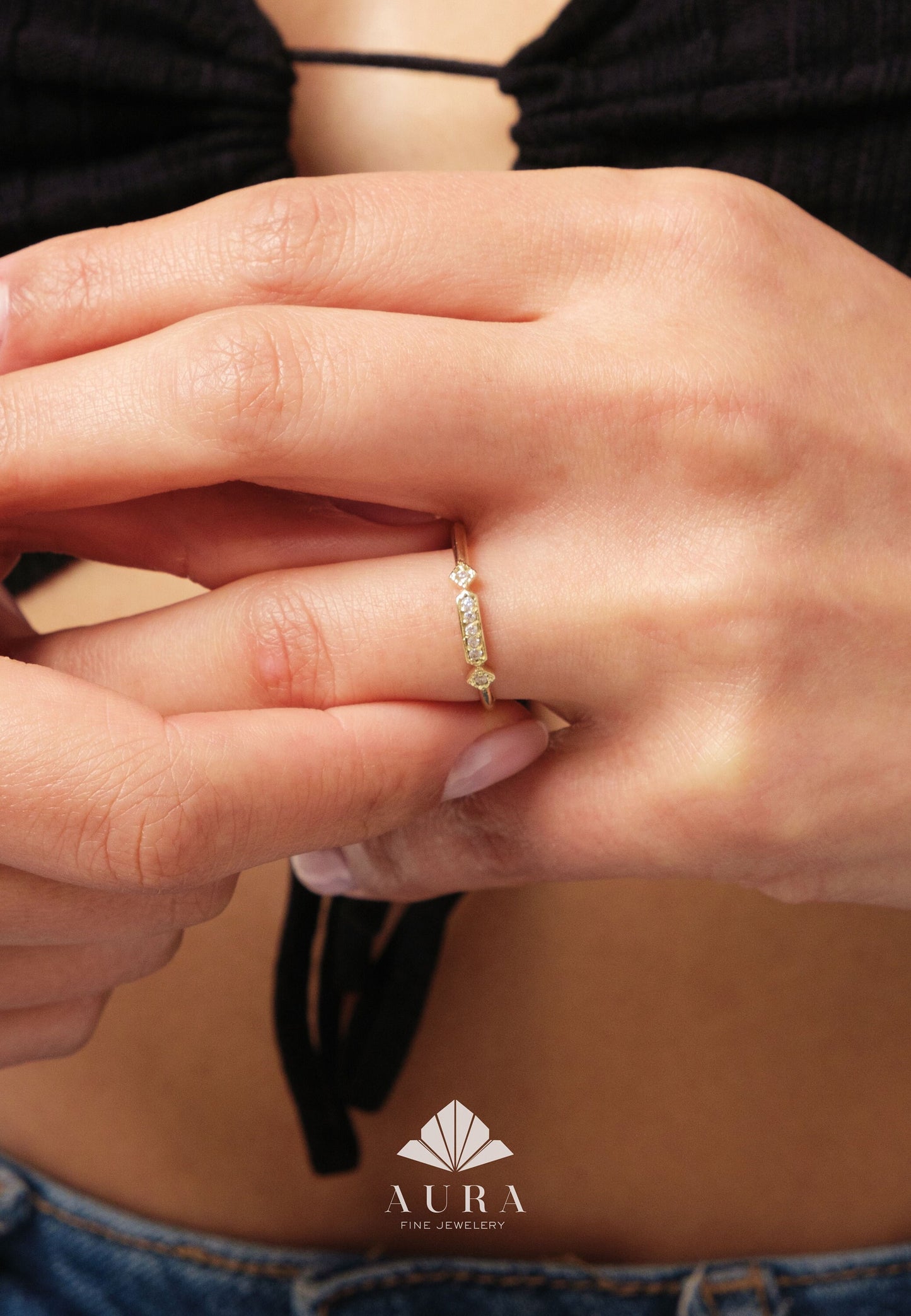 14K Gold Art Deco Wedding Band, Vintage Stacking Ring, Gold Matching Ring, Dainty Pinky Ring, Promise Band Ring, Valentines Day Gift