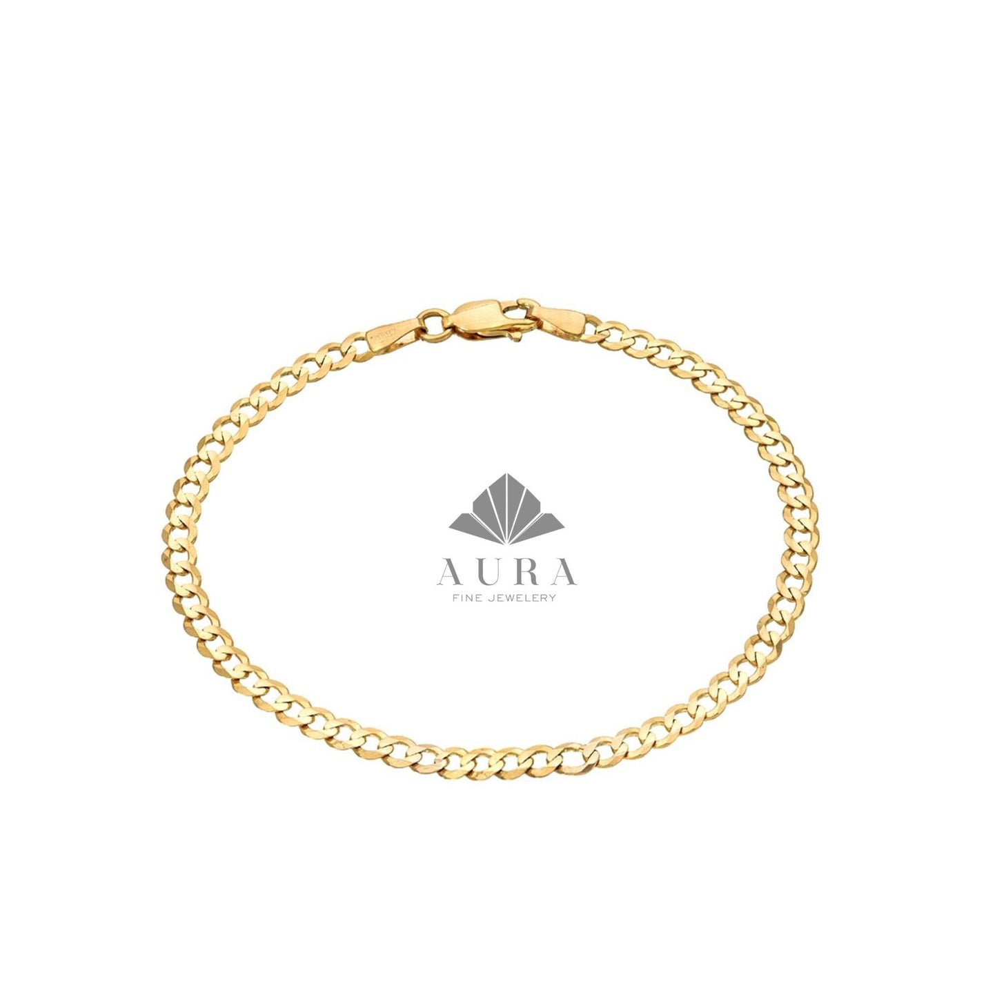 14K Gold Cuban Link Anklet, Cuban Link Chain Anklet, 3mm 4mm 5mm Curb Link Anklet, Stacking Gold Anklet, Men Women Anklet, Holiday