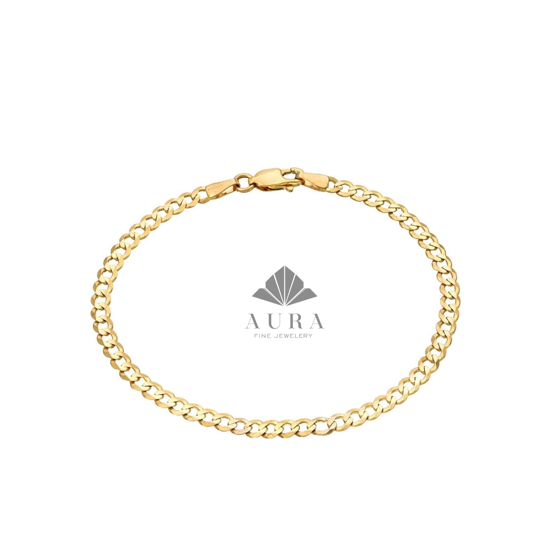 14K Gold Cuban Link Anklet, Cuban Link Chain Anklet, 3mm 4mm 5mm Curb Link Anklet, Stacking Gold Anklet, Men Women Anklet, Holiday