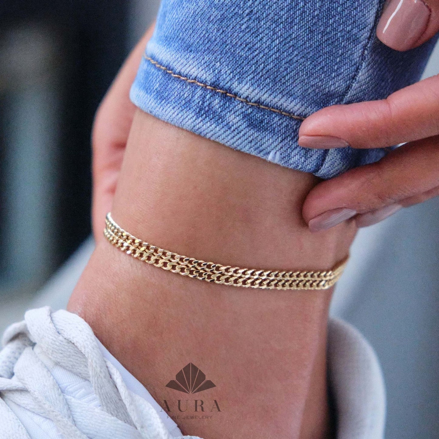 14K Gold Cuban Link Anklet, Cuban Link Chain Anklet, 3mm 4mm 5mm Curb Link Anklet, Stacking Gold Anklet, Men Women Anklet, Holiday