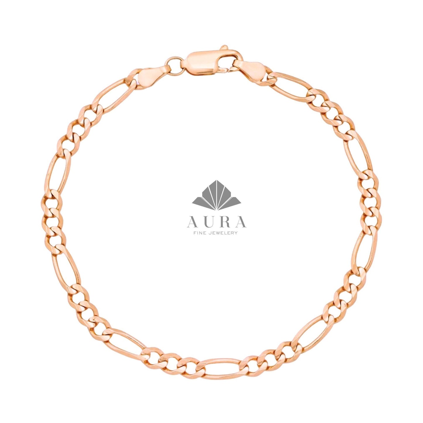 14K Gold Figaro Chain Bracelet, 2mm 3mm 4mm 5mm Figaro Chain Bracelet, Genuine Gold Chain Anklet, Thick Figaro Bracelet, Man Woman Bracelet