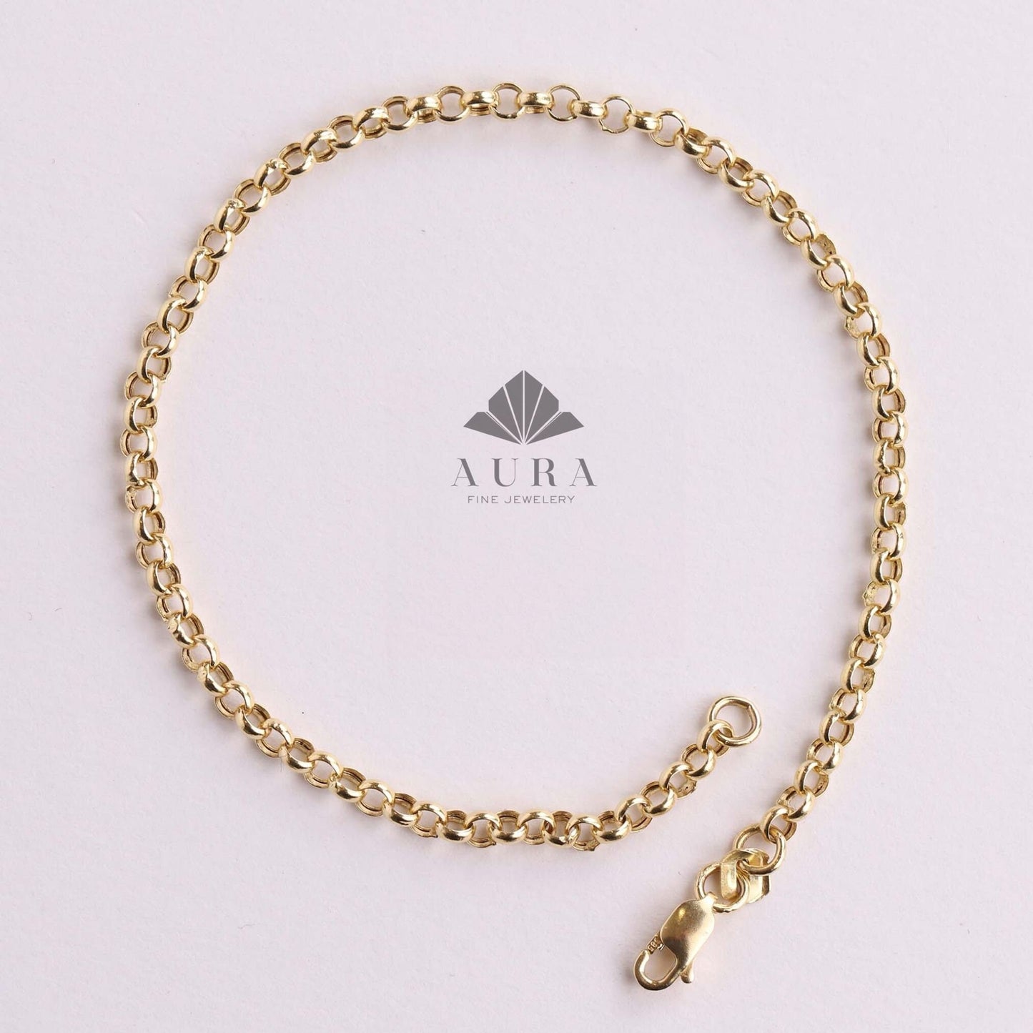 14K Gold Rolo Chain Bracelet, 3mm 4mm 5mm Chain Bracelet, Layering Man Woman Bracelet, Minimalist Belcher Chain Bracelet, Dainty Bracelet