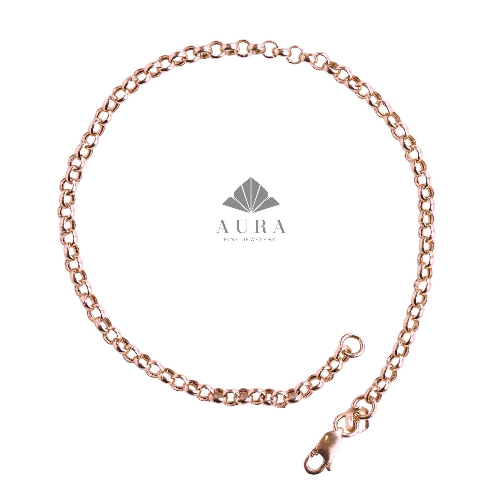 14K Gold Rolo Chain Bracelet, 3mm 4mm 5mm Chain Bracelet, Layering Man Woman Bracelet, Minimalist Belcher Chain Bracelet, Dainty Bracelet