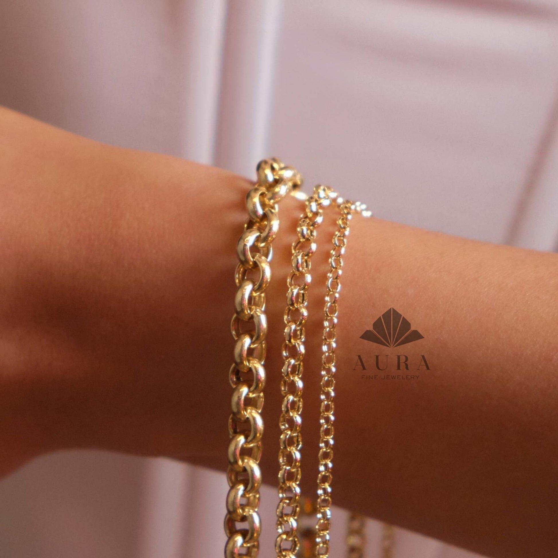 14K Gold Rolo Chain Bracelet, 3mm 4mm 5mm Chain Bracelet, Layering Man Woman Bracelet, Minimalist Belcher Chain Bracelet, Dainty Bracelet