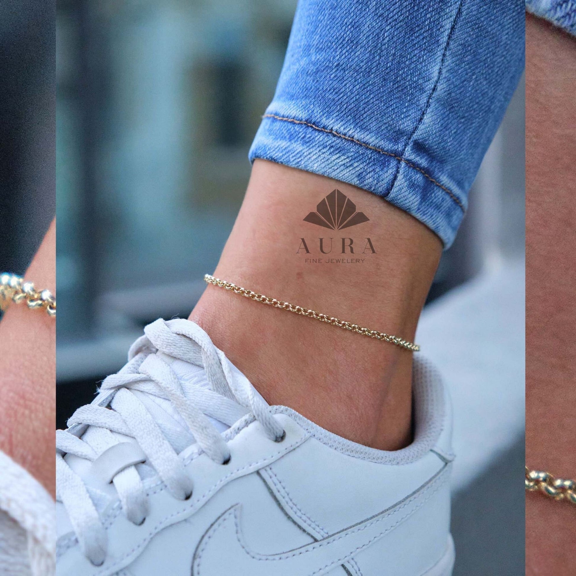 14K Gold Rolo Chain Anklet, 3mm 4mm 5mm Chain Anklet, Layering Man Woman Anklet, Minimalist Belcher Chain Anklet, Dainty Anklet