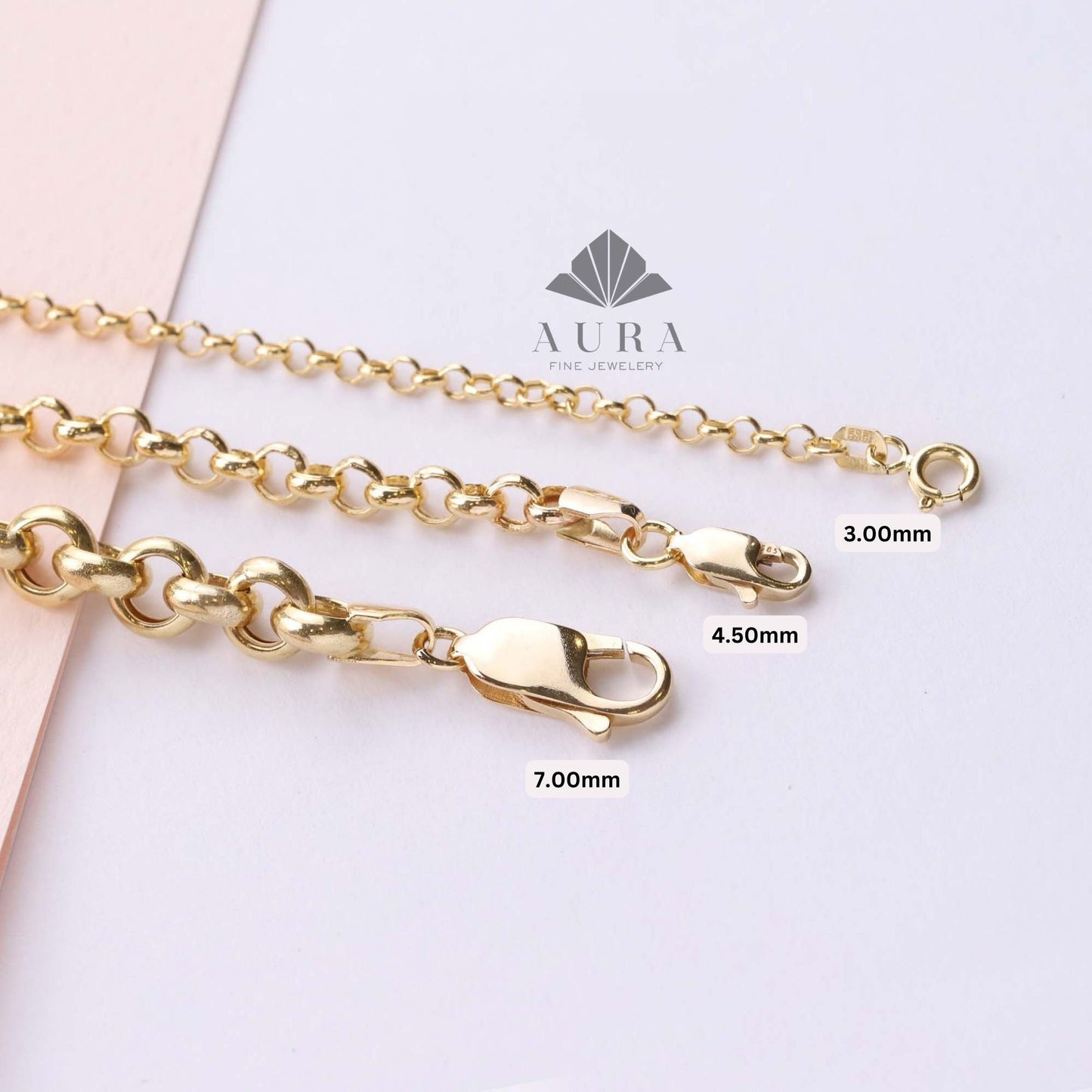 14K Gold Rolo Chain Necklace, 3mm 4mm 5mm Chain Necklace, Layering Man Woman Necklace, Minimalist Belcher Chain Necklace, Dainty Necklace