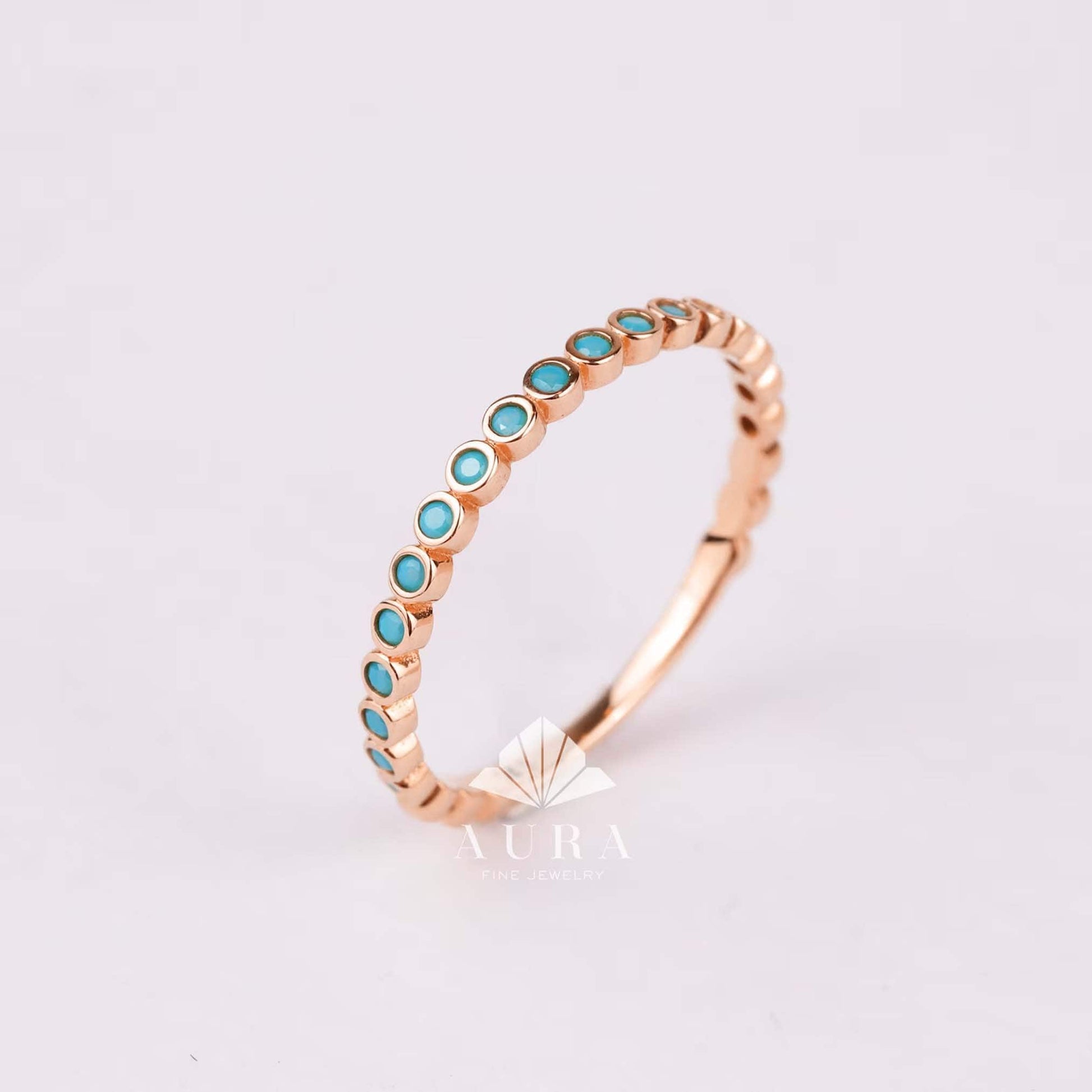 14K Gold Eternity Birthstone Ring, Eternity Stackable Gemstone Band, 2mm Wedding Band, Birthday Birthstone Ring, Gold Promise Ring