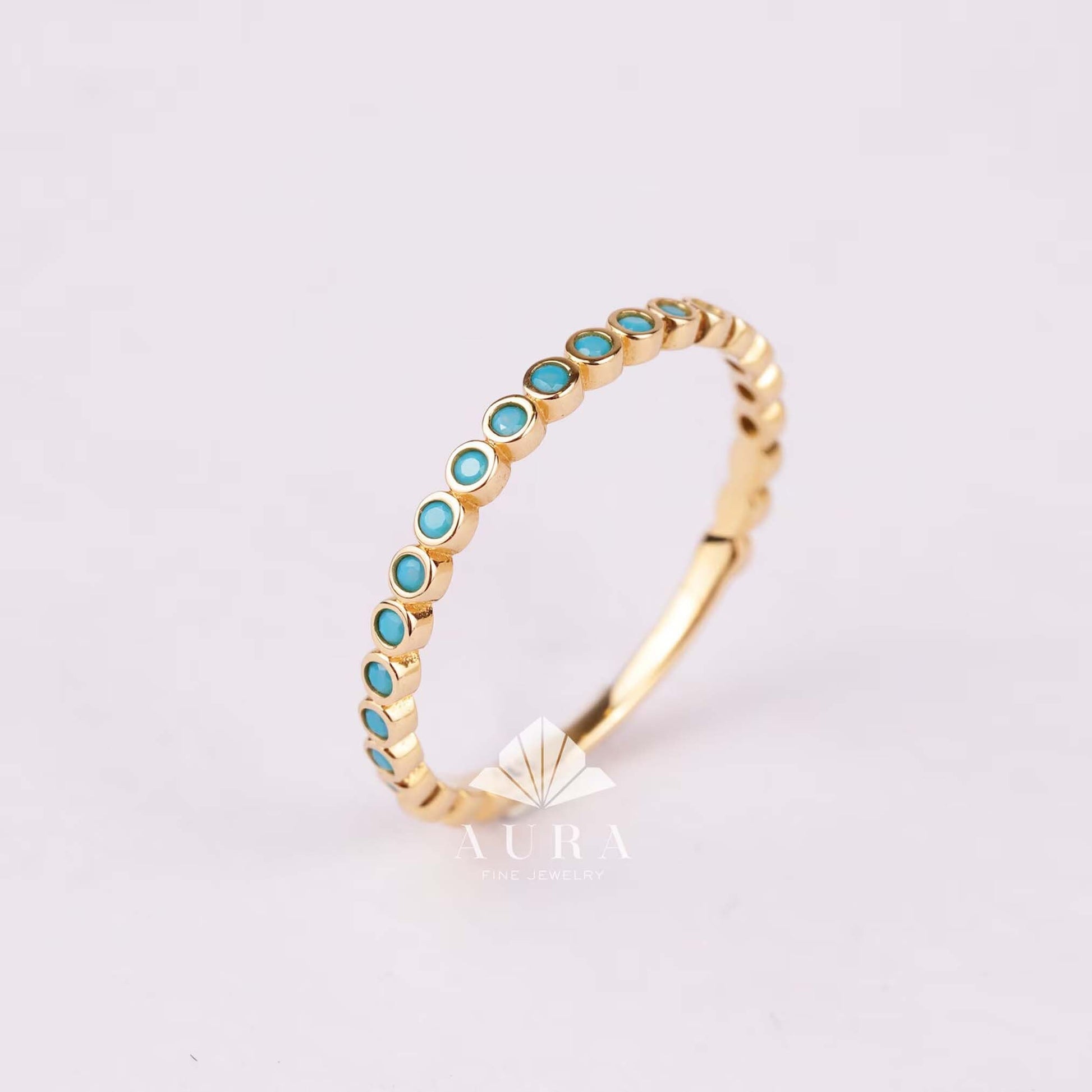 14K Gold Eternity Birthstone Ring, Eternity Stackable Gemstone Band, 2mm Wedding Band, Birthday Birthstone Ring, Gold Promise Ring