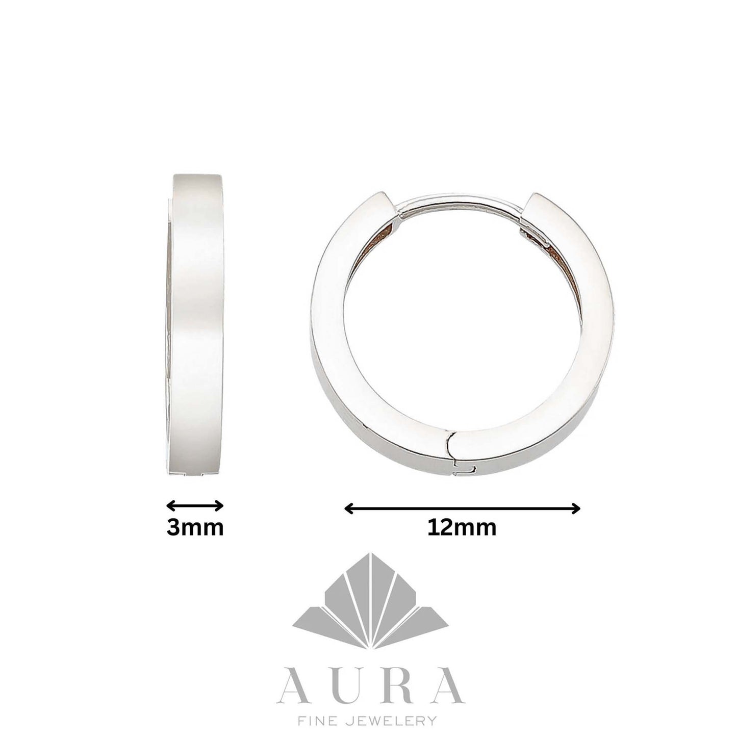 14K Gold Huggie Hoop Earrings, 12mm Hoop Earrings, Small Size Hoops, Women Children Earrings, Classic Design Handmade Earrings, Gift For Her