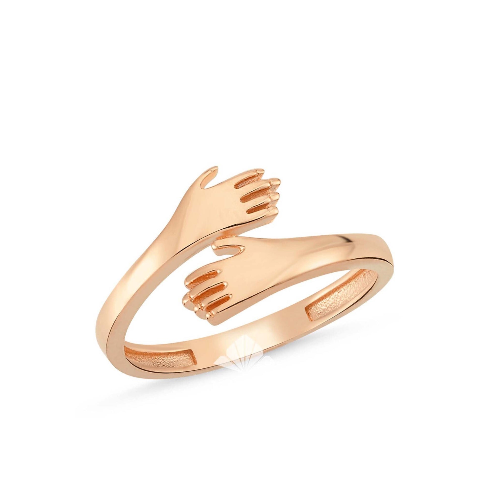 14K Gold Hug Ring, Hugging Hands Ring, Hug Gold Ring, Unique Love Dainty Hand Ring, Two Hand Gold Ring, Simple Handmade Ring, Gift For Her