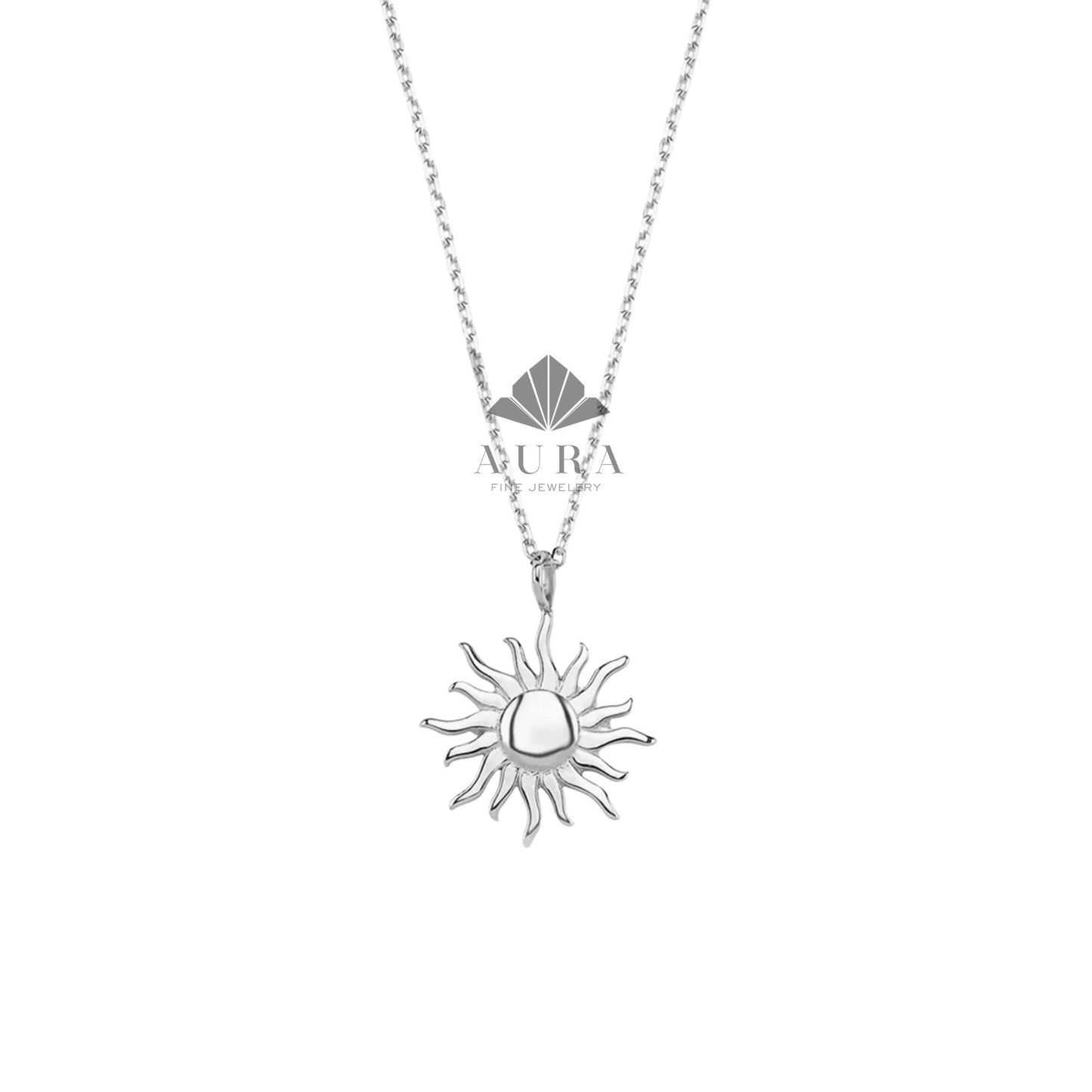 14K Gold Sun Necklace, Solar Celestial Star Sun Necklace, Sunshine Necklace, Glowing Necklace, Sun Charm Delicate Necklace, Anniversary