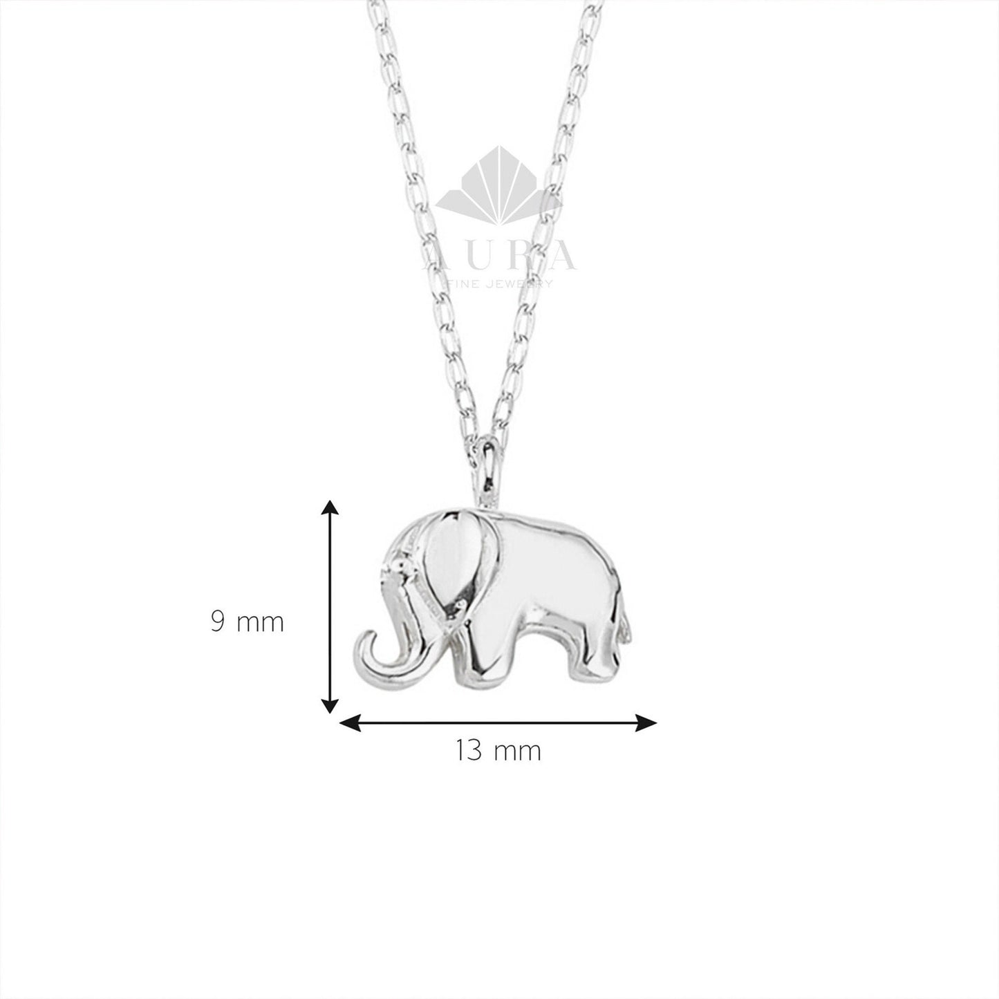 14K Gold Elephant Necklace, Elephant Pendant Necklace, Tiny Elephant Charm, Dainty Elephant Chain Choker, Minimalist Animal Pendant Jewelry